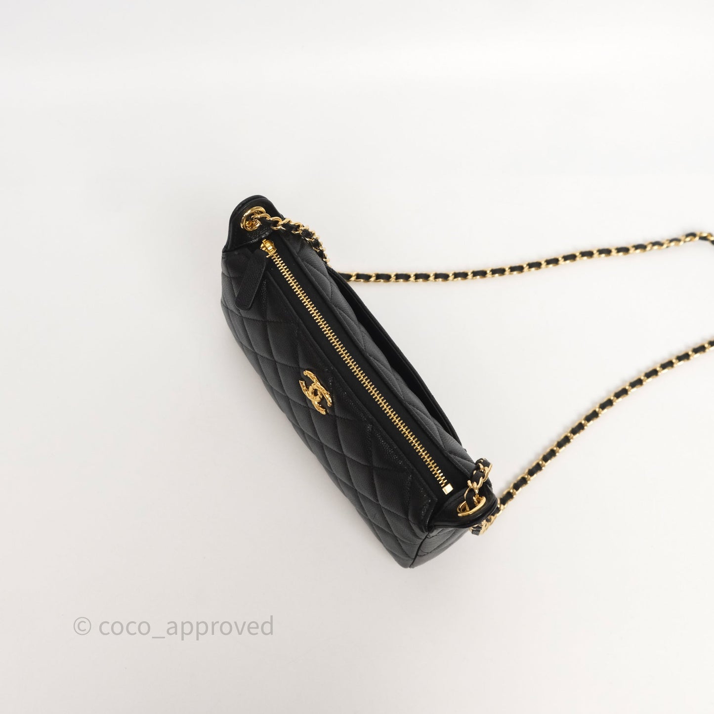 Chanel Clutch on Chain Black Caviar Gold Hardware 25A