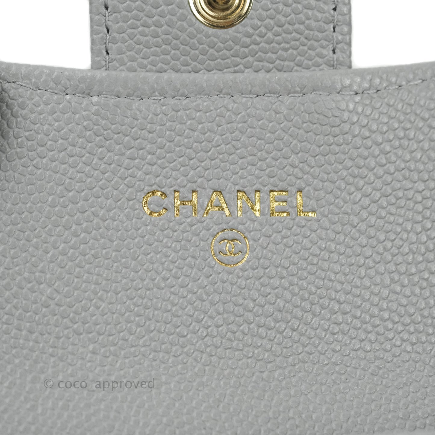 Chanel Caviar Quilted Flap Card Holder Grey Gold Hardware 21A