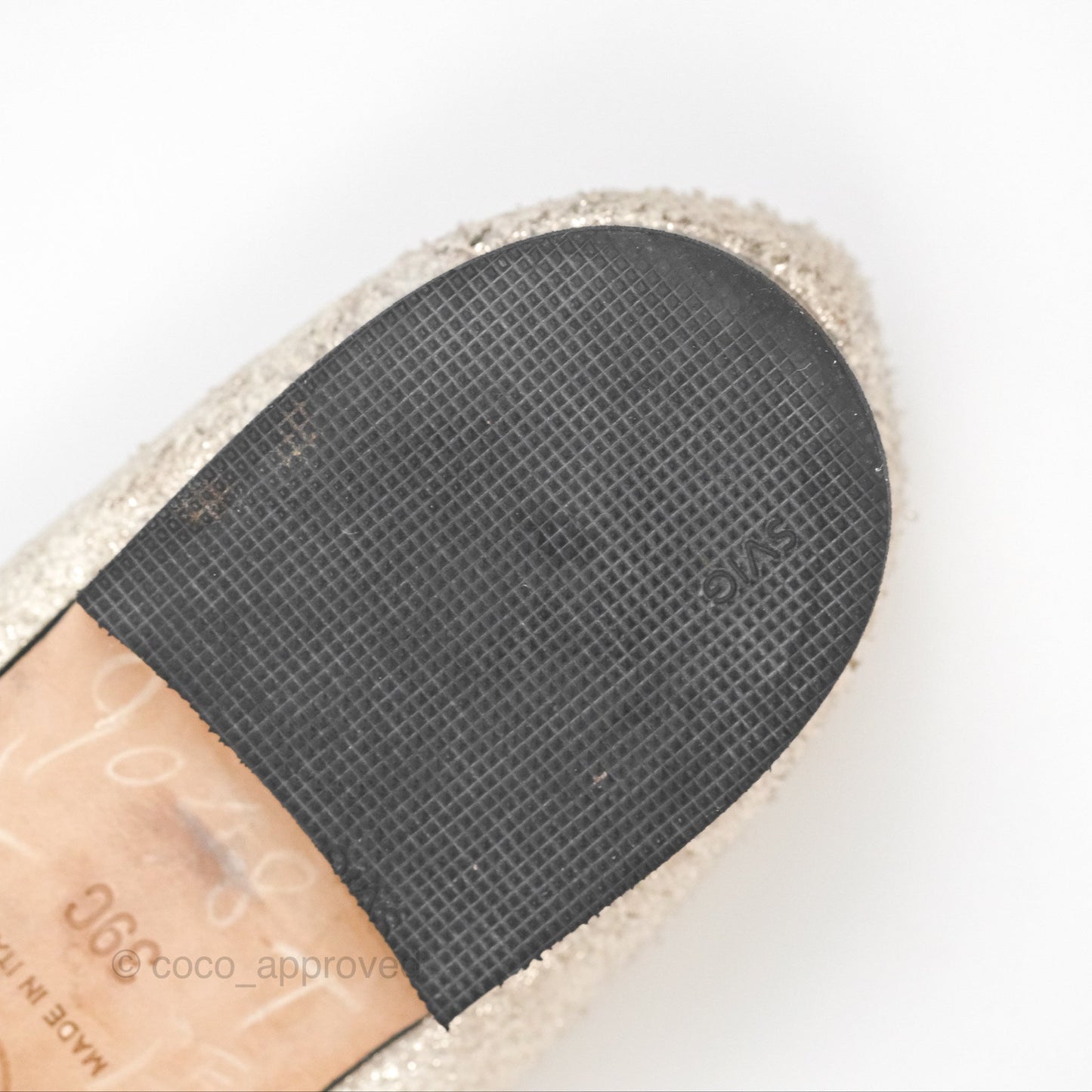 Chanel Ballerina Flats Glitter Ivory Black Size 39