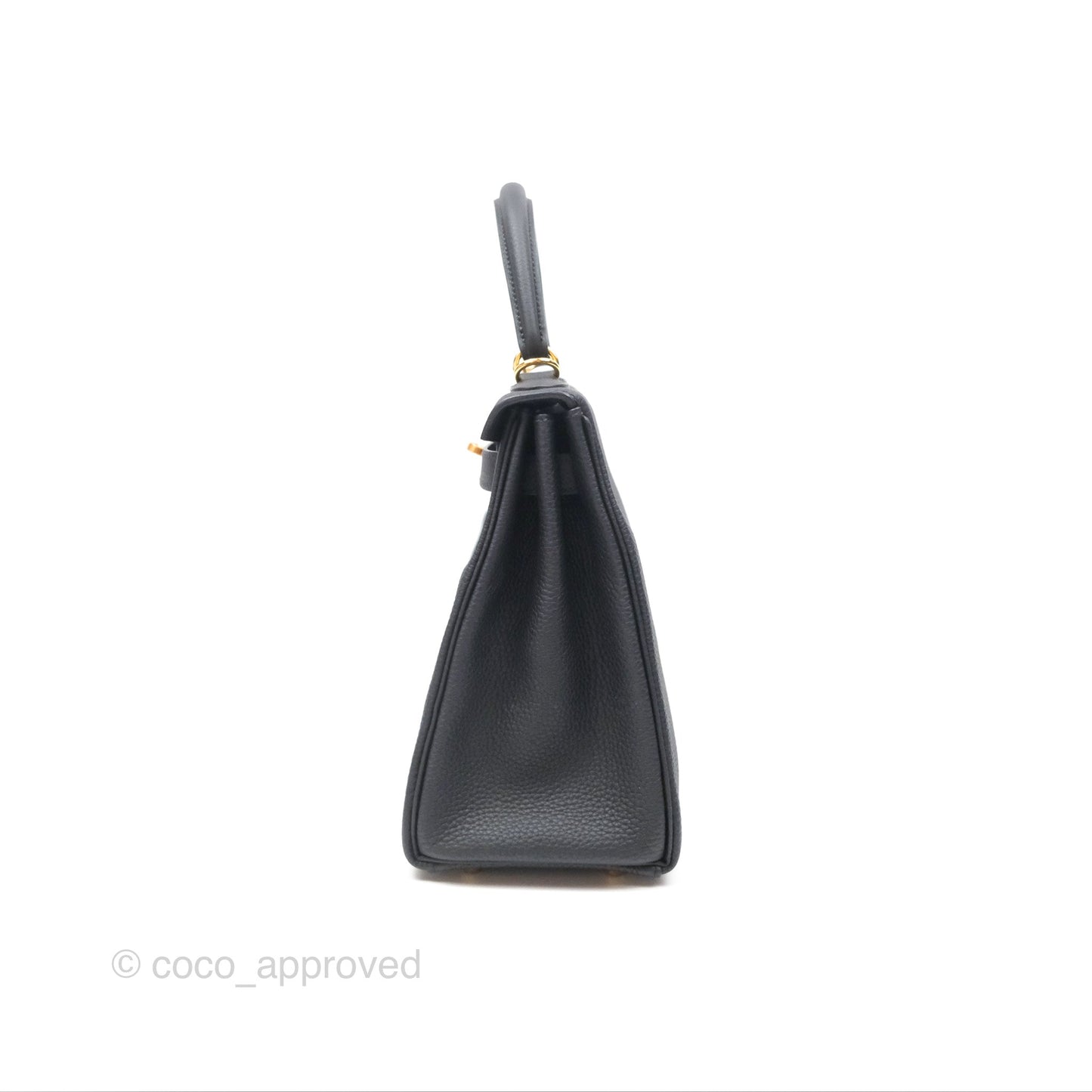 Hermès Retourne Kelly 28 Black Noir 89 Togo Gold Hardware