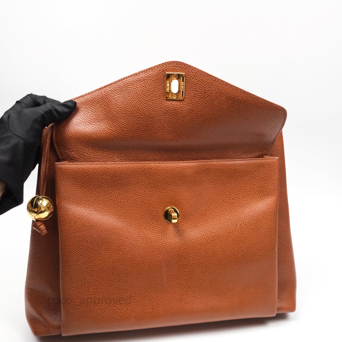 Chanel Vintage Tote Caramel Caviar 24K Gold Hardware