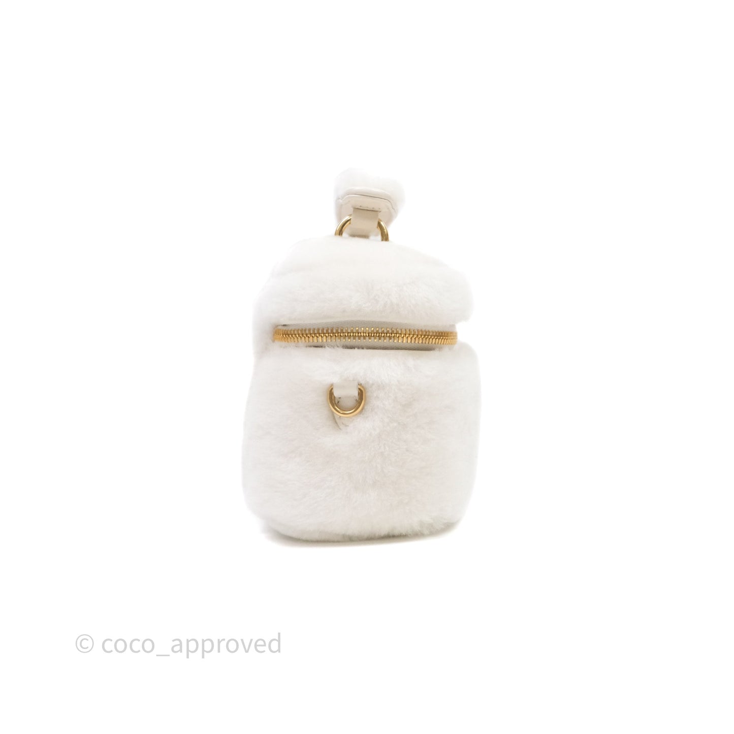 Miu Miu Shearling Vanity Case White Gold Hardware