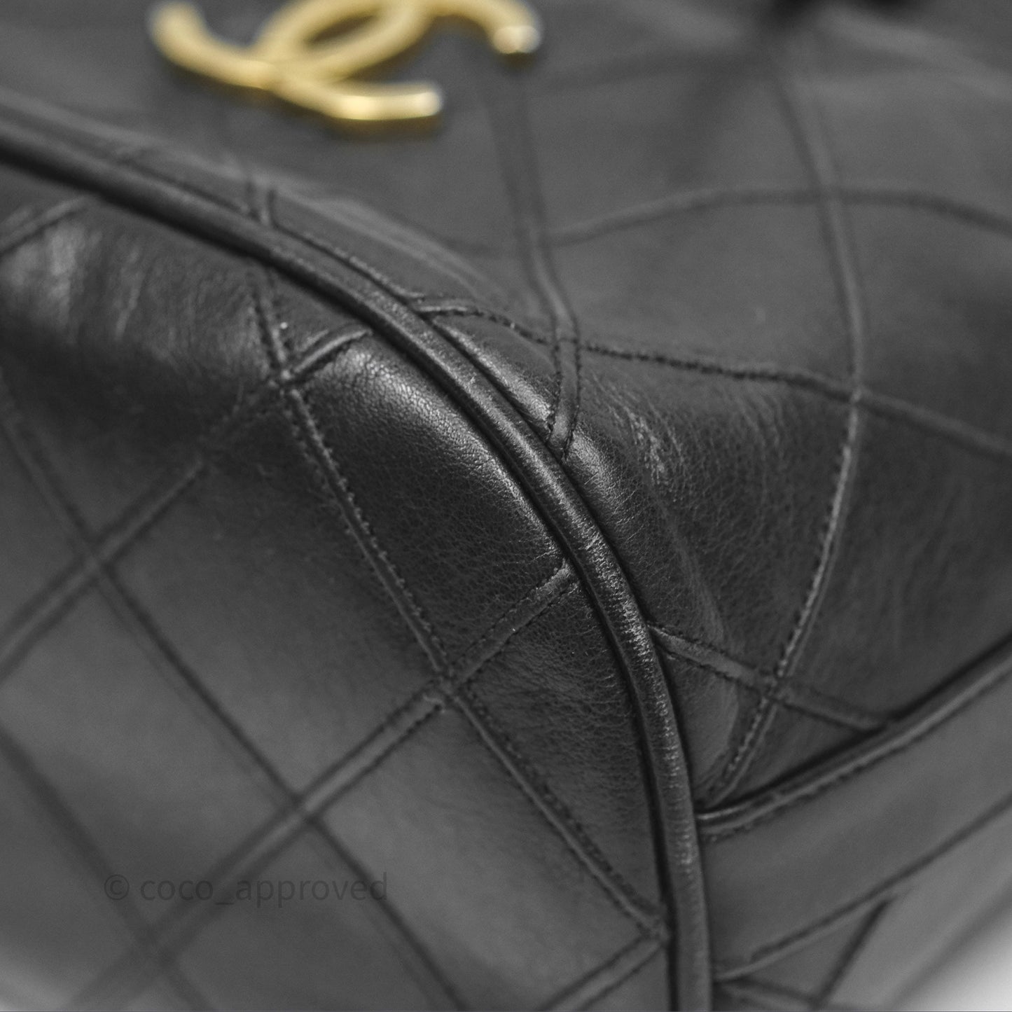 Chanel Vintage Mini CC Bucket Bag Black Lambskin Gold Hardware