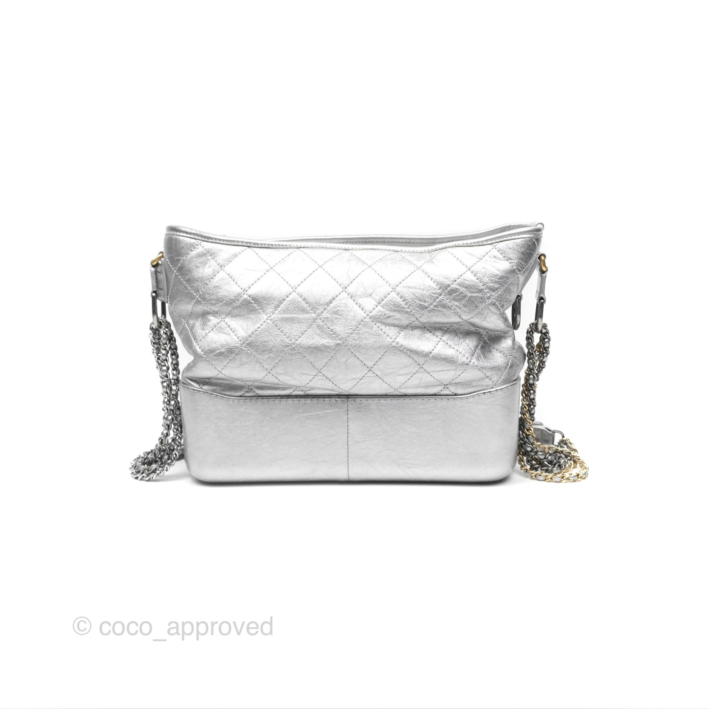 Chanel Large Gabrielle Hobo Metallic Silver Aged Calfskin Mixed Hardware