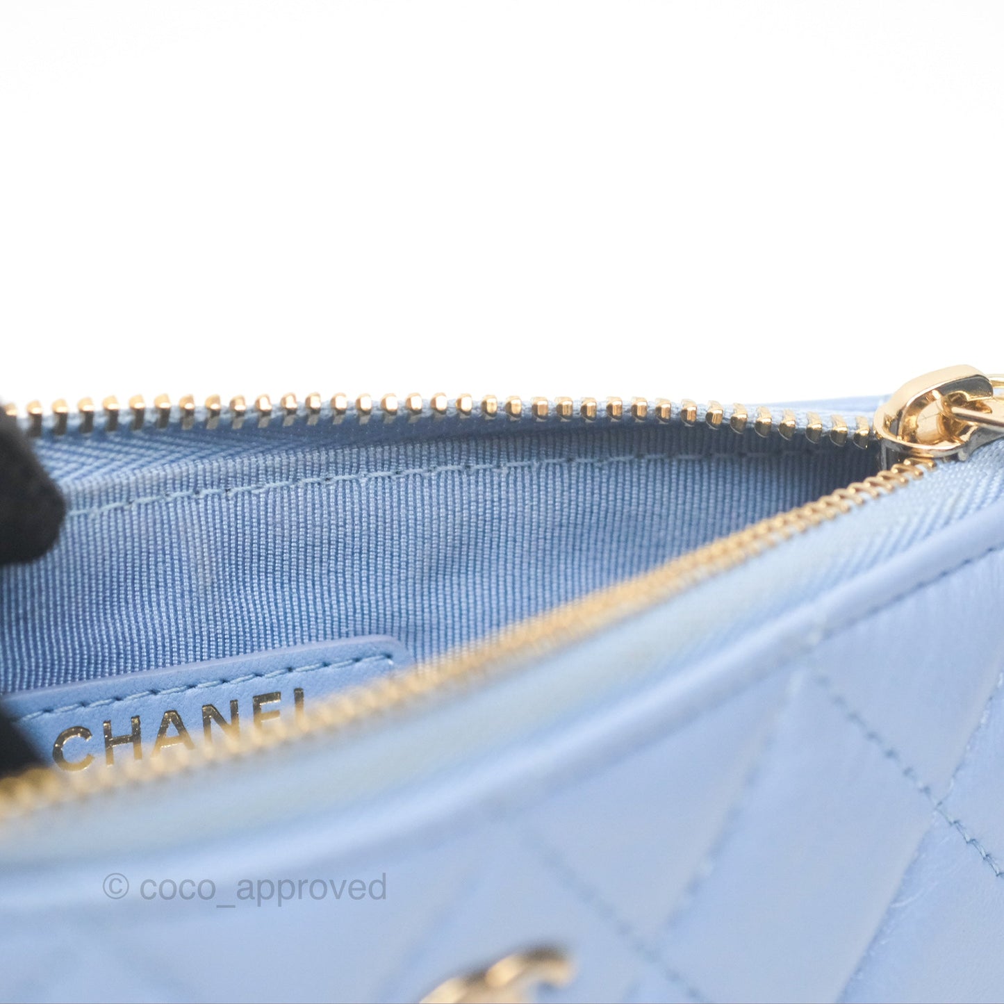 Chanel Quilted Mini O Case Blue Lambskin Gold Hardware