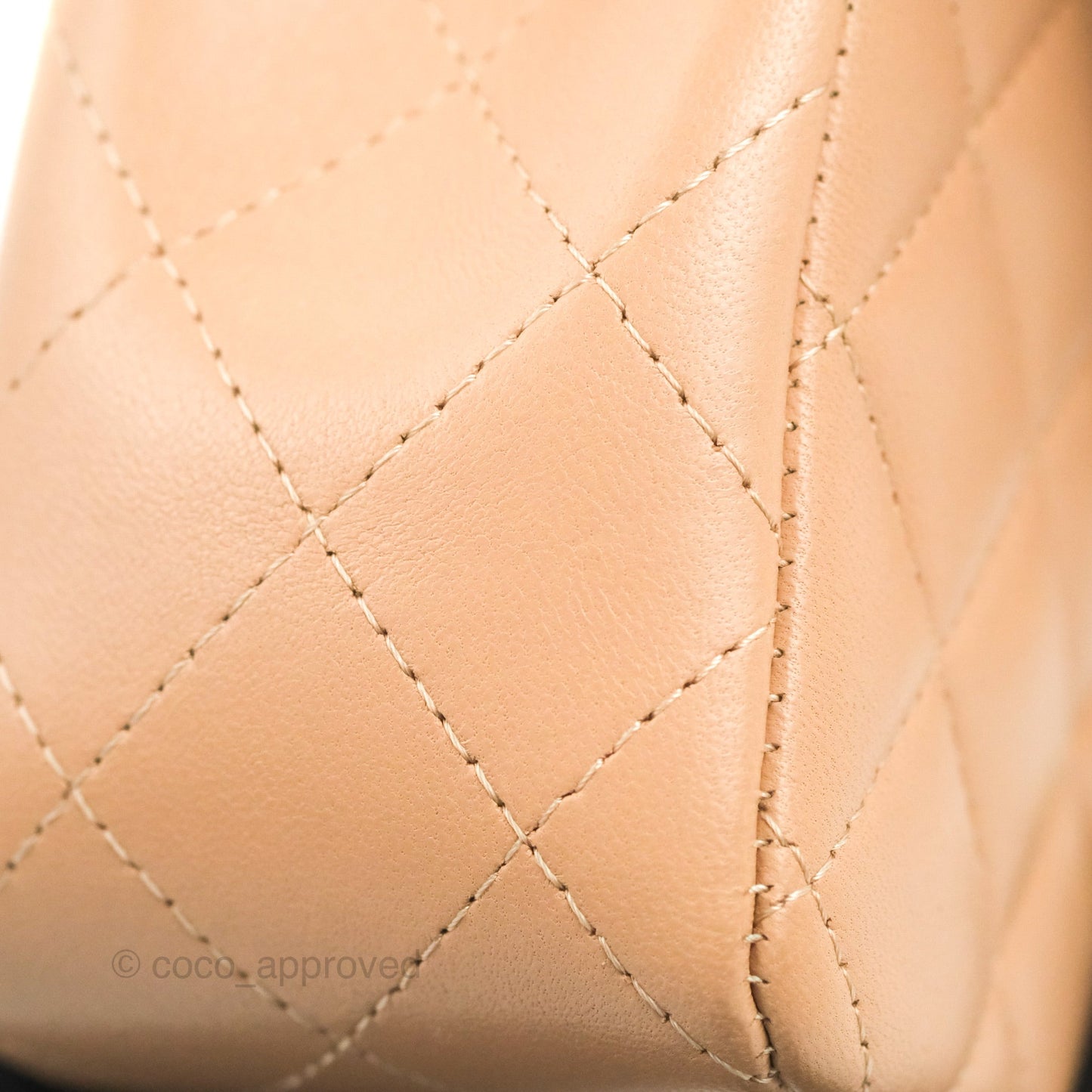 Chanel Top Handle Mini Rectangular Flap Bag Beige Lambskin Gold Hardware