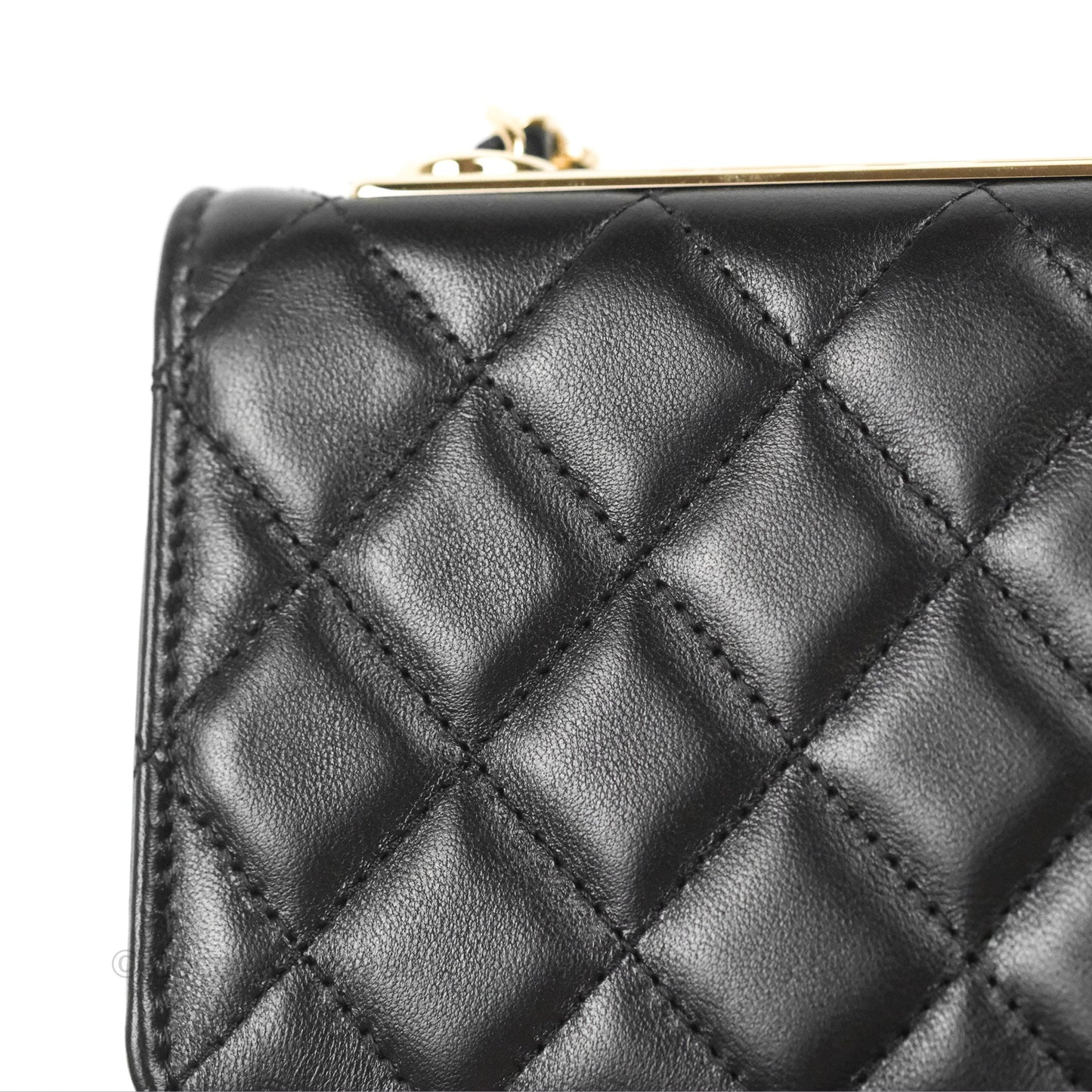 Chanel Mini Quilted Trendy CC Card Holder With Chain Black Lambskin Gold Hardware