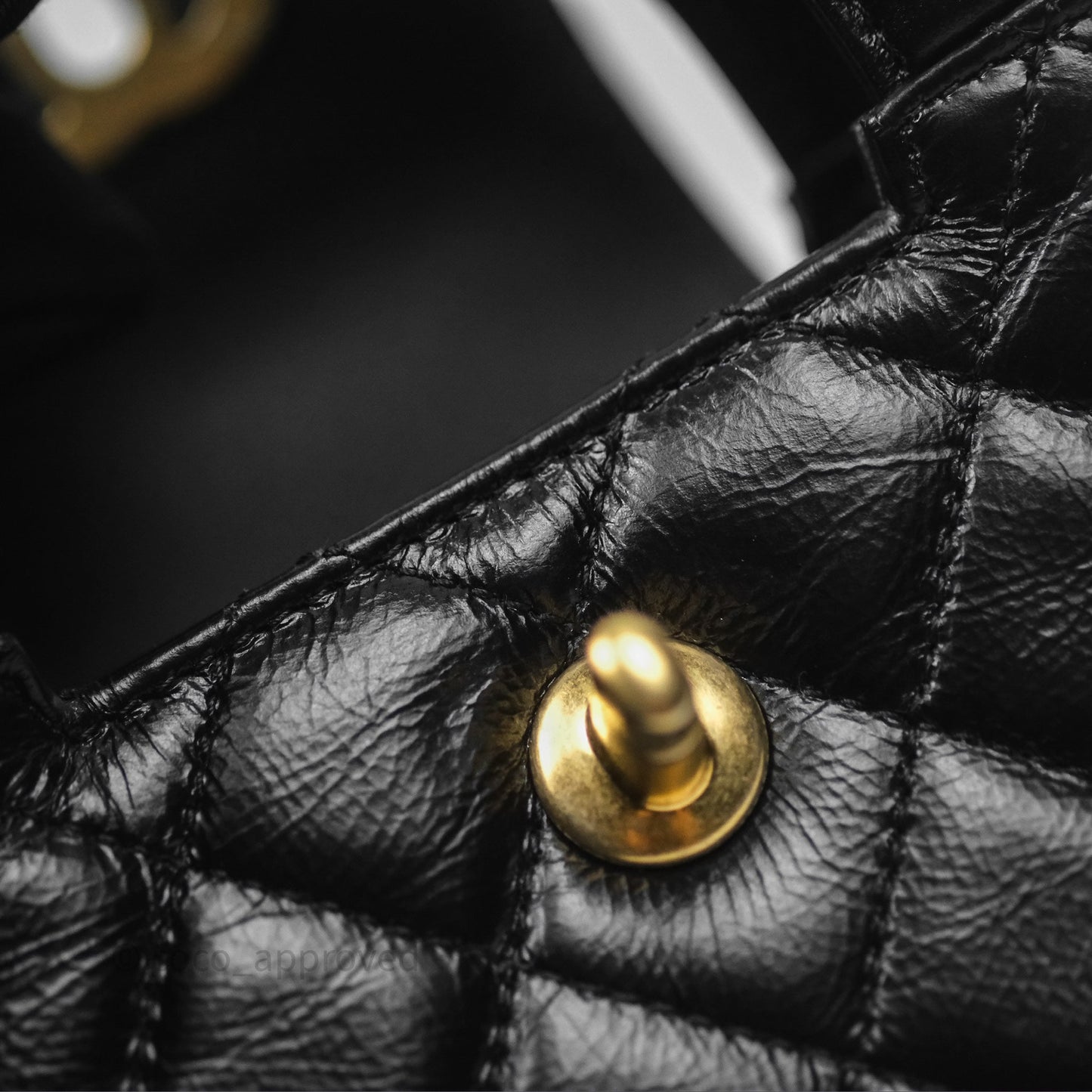Chanel Mini Nano Kelly Bag Black Shiny Calfskin Aged Gold Hardware