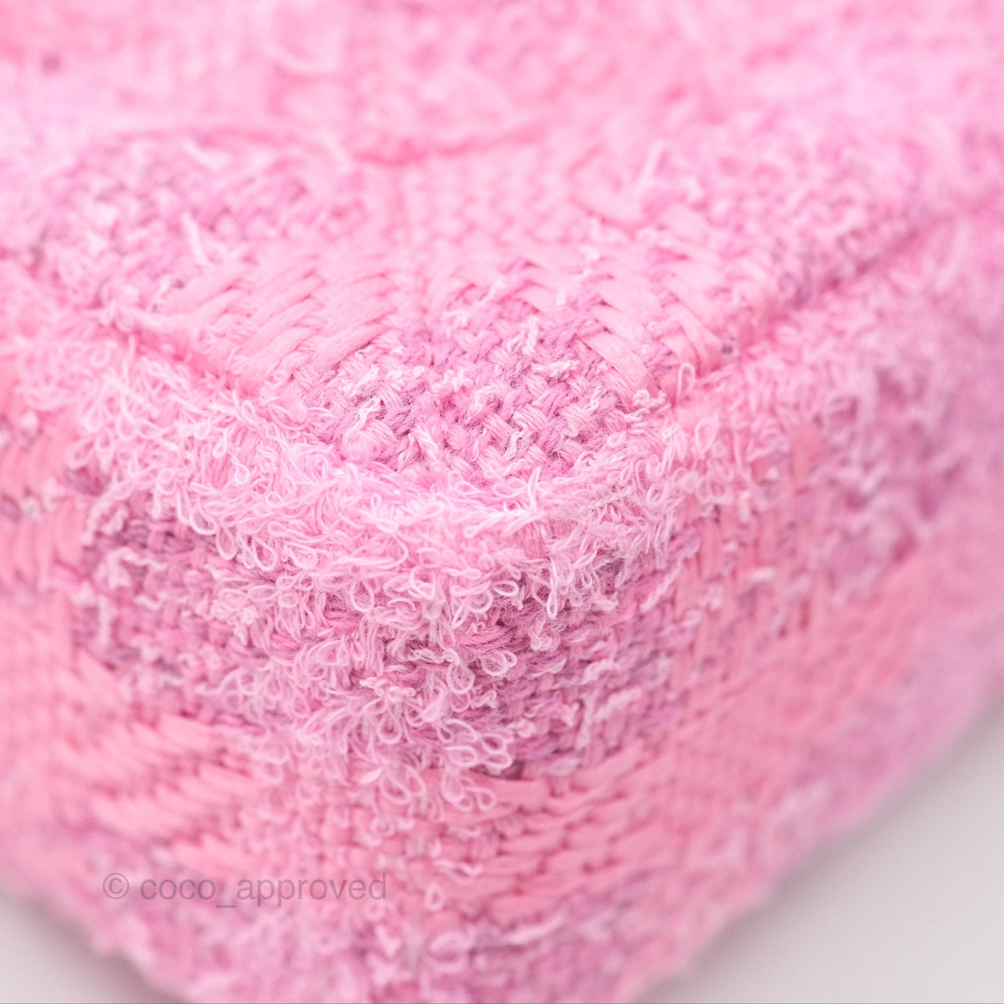 Chanel Mini Flap Bag with Pearl Chain Pink Tweed Aged Gold Hardware