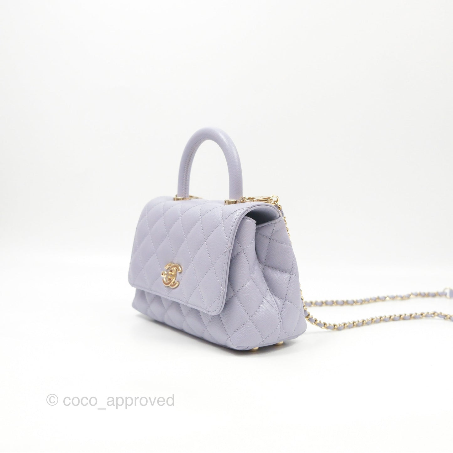 Chanel Mini Coco Handle Lilac Caviar Gold Hardware