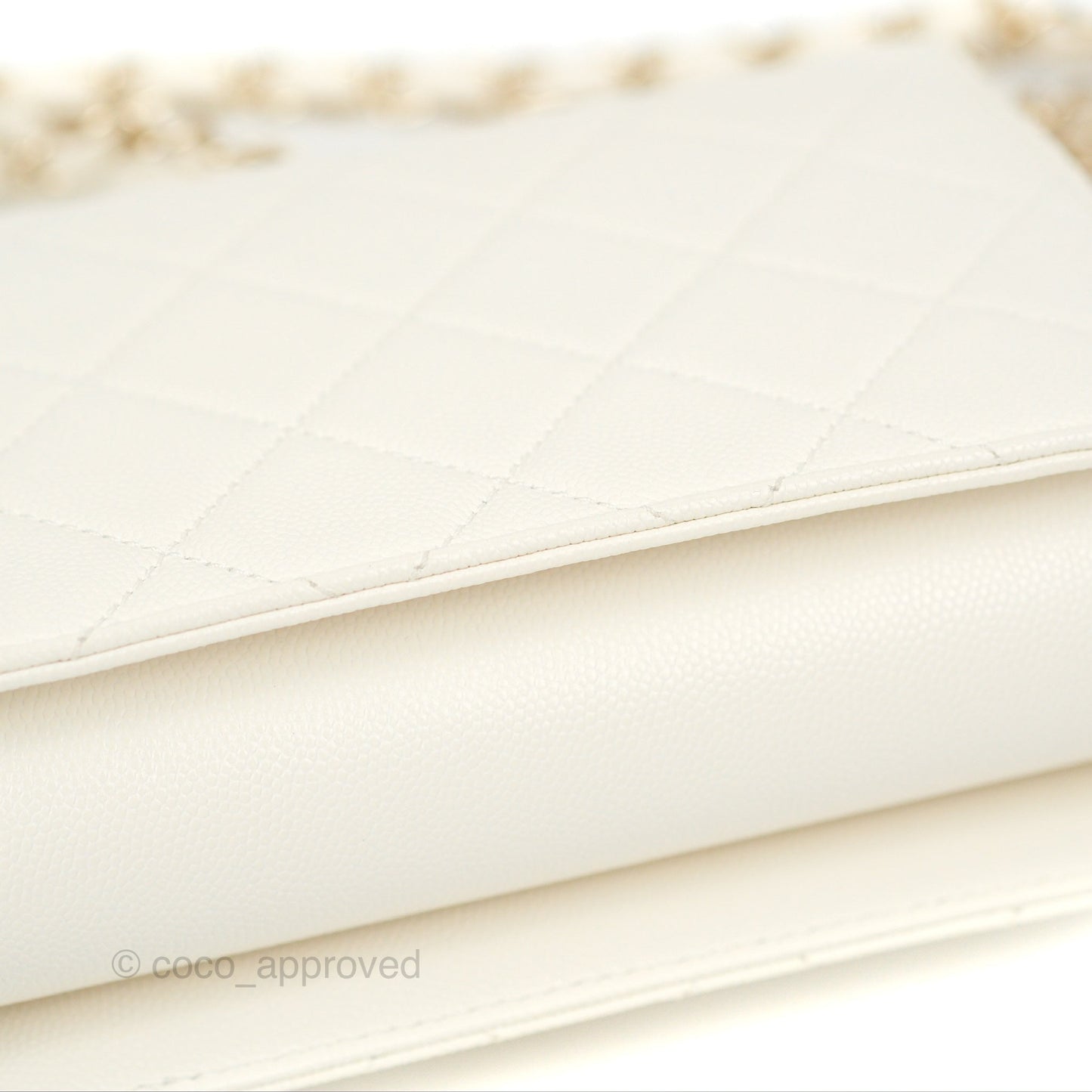 Chanel Quilted Small Like The Wallet Flap Ivory White Caviar Light Gold Hardware 22C