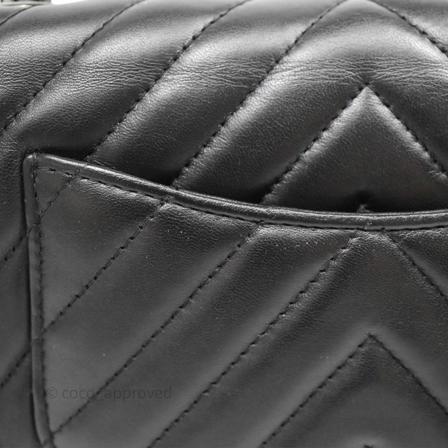 Chanel Quilted Mini Rectangular Chevron Black Lambskin So Black Hardware