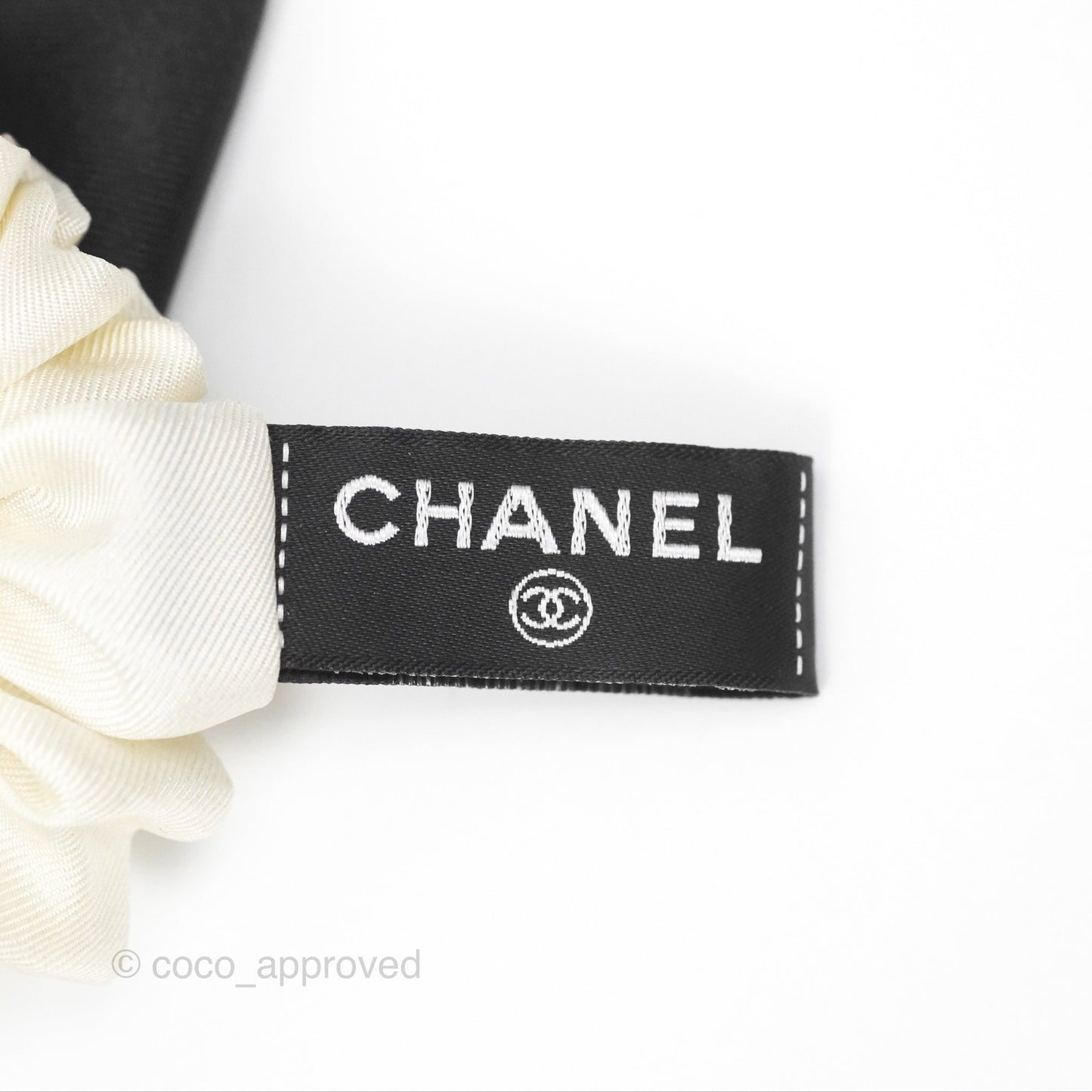 Chanel Bow Silk Hair Accessory Ivory & Black