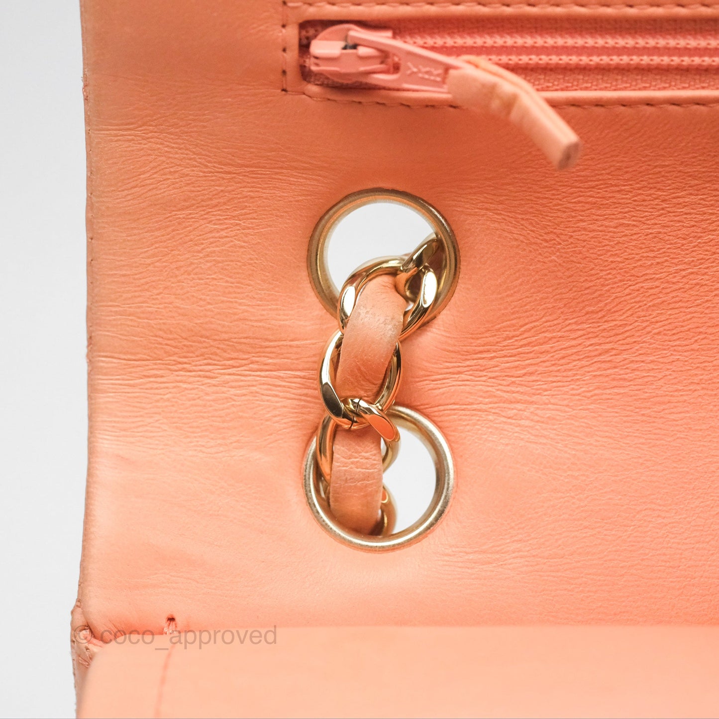 Chanel Classic M/L Medium Flap Quilted Peach Lambskin Gold Hardware