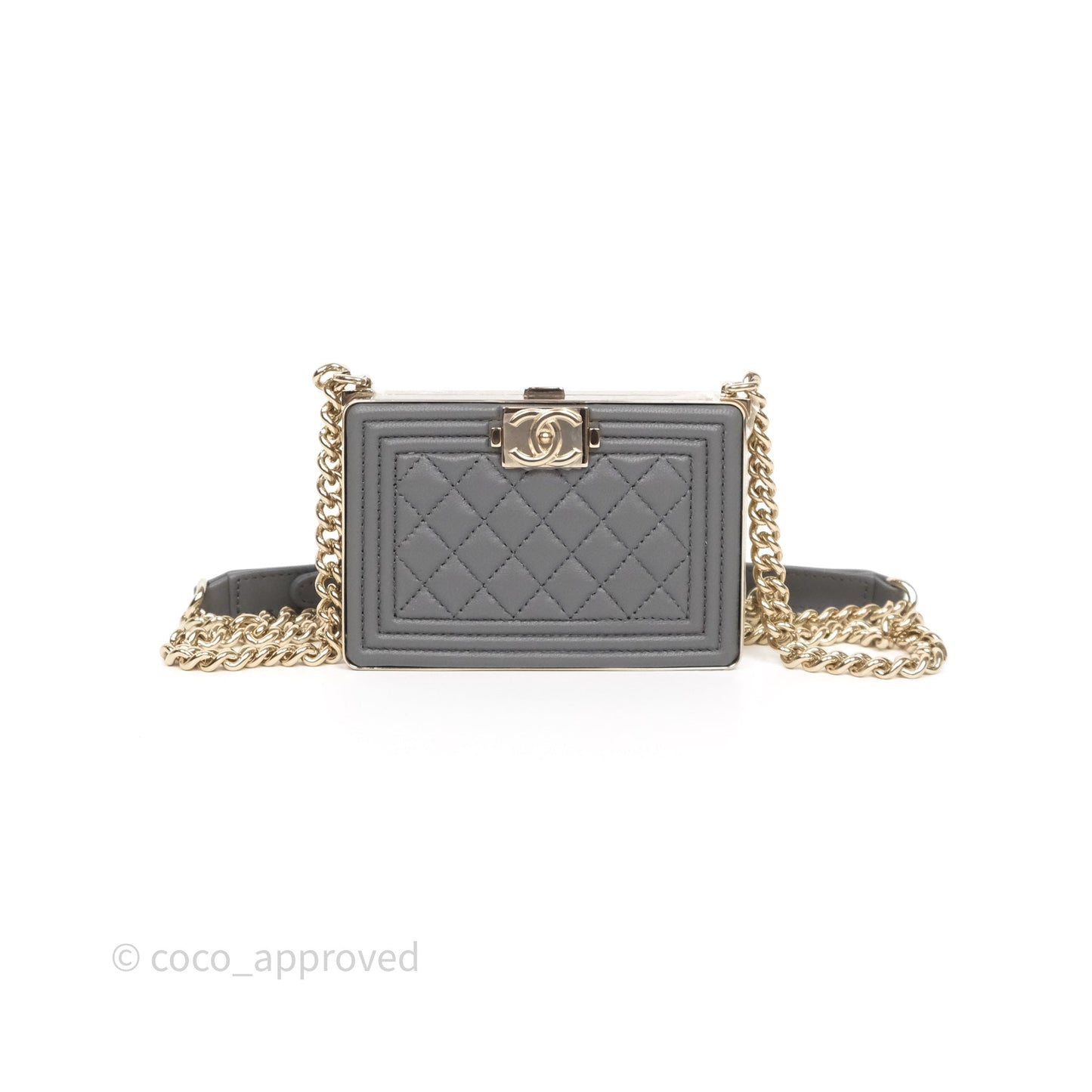 Chanel Grey Boy Mini Clutch Lambskin Gold Hardware