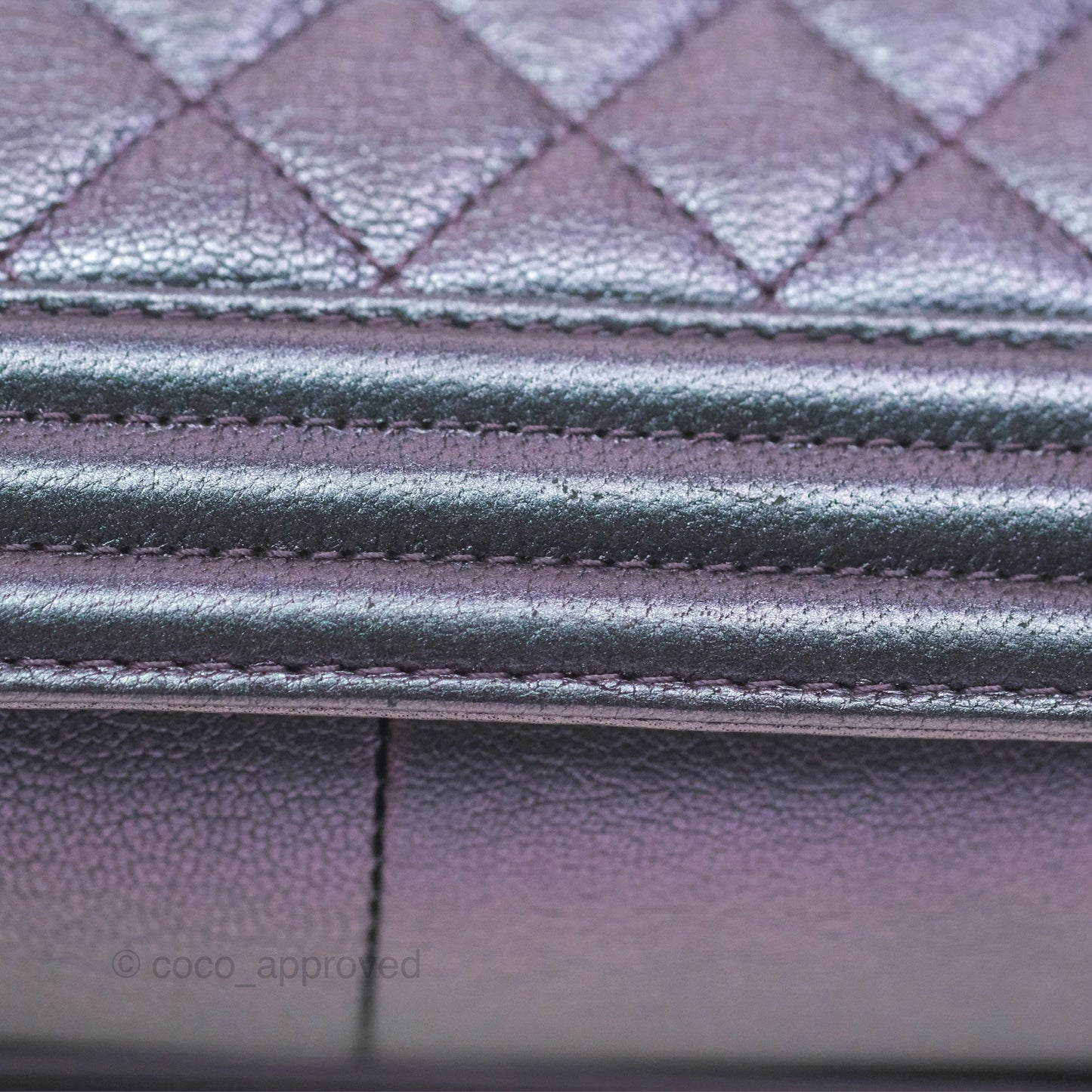 Chanel Medium Boy Quilted Iridescent Purple Goatskin Rainbow Hardware