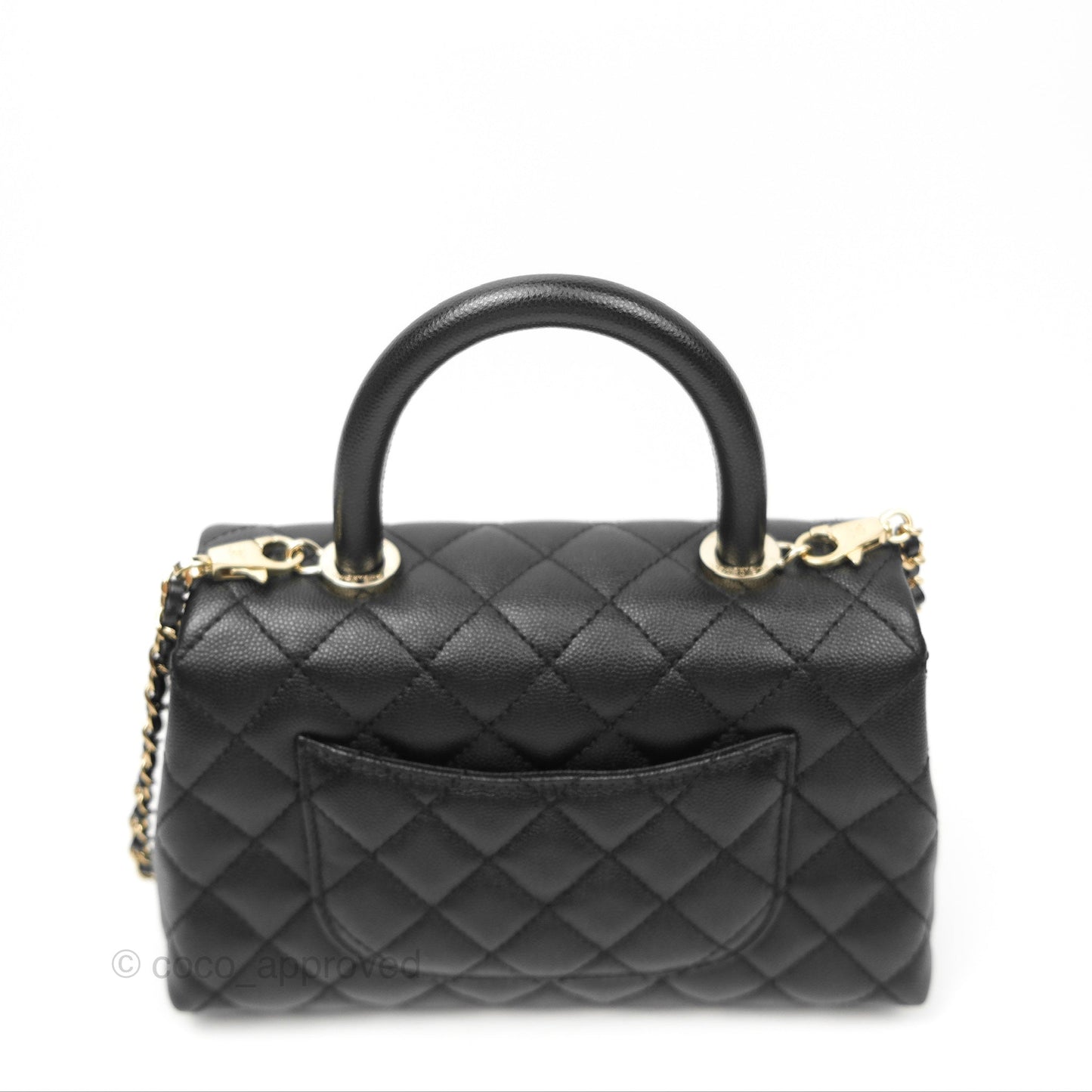 Chanel Small Quilted Coco Handle Black Caviar Gold Hardware