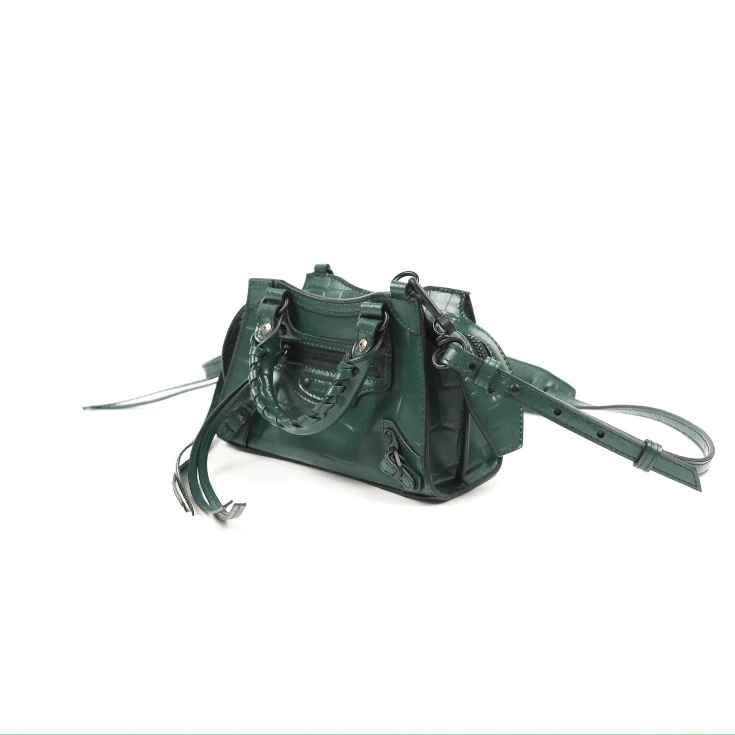 Balenciaga Mini Neo Classic City Bag Green Croc Embossed