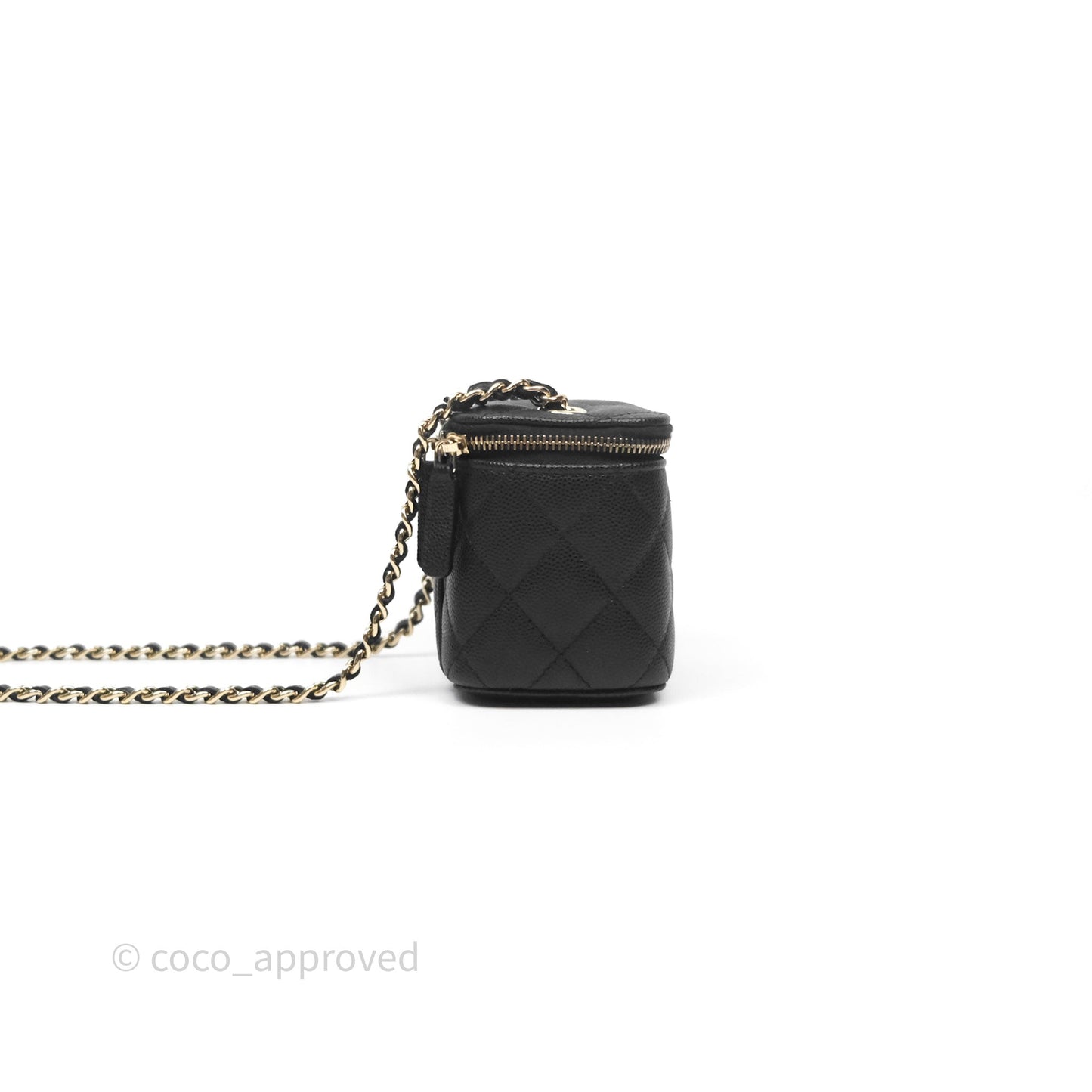 Chanel Mini Vanity With Chain Black Caviar Gold Hardware