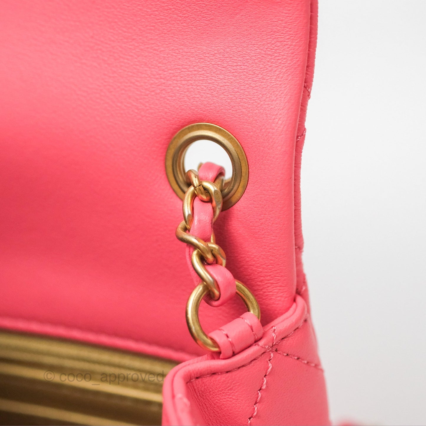 Chanel Pearl Crush Mini Rectangular Pink Lambskin Aged Gold Hardware