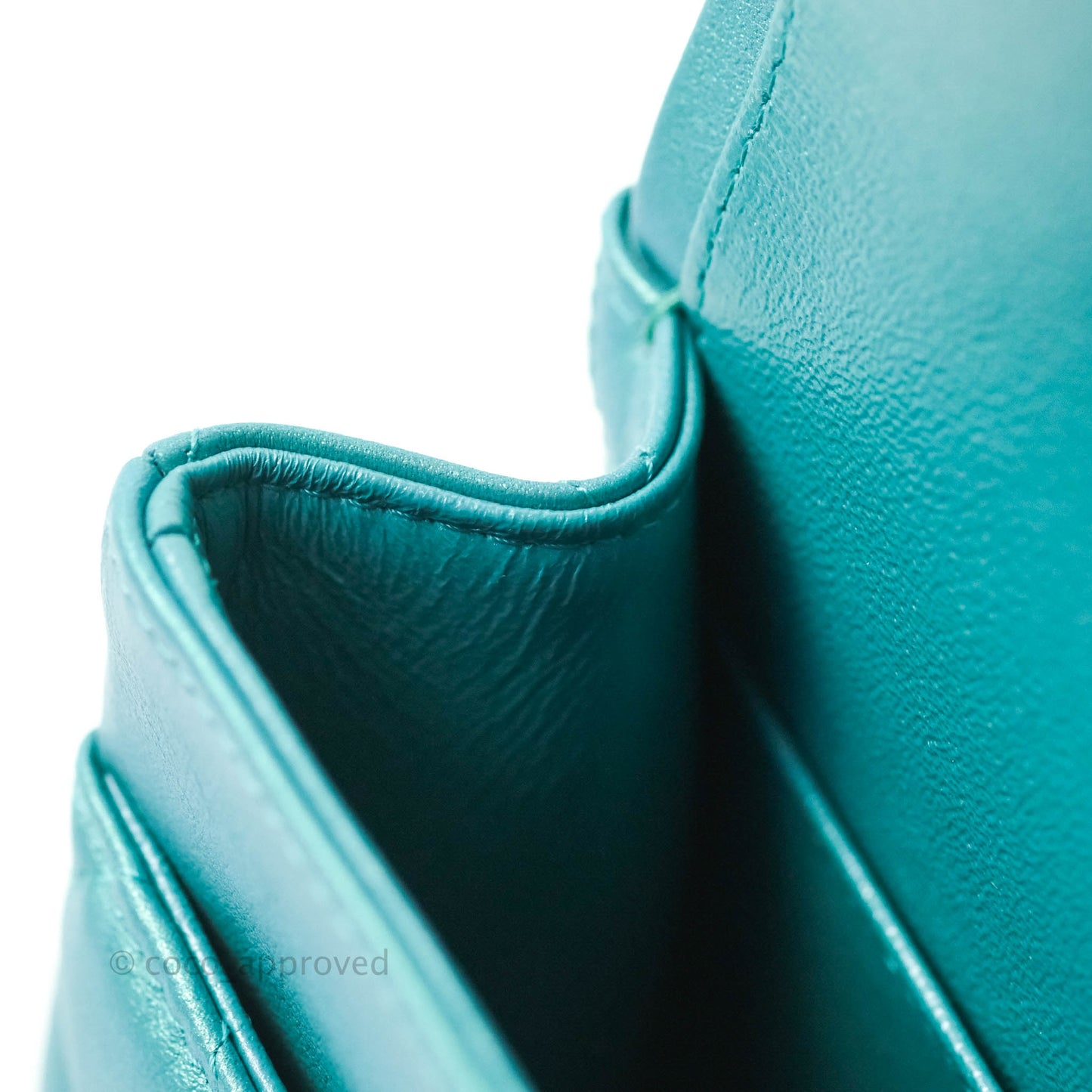 Chanel Classic M/L Medium Double Flap Iridescent Turquoise Calfskin Gold Hardware