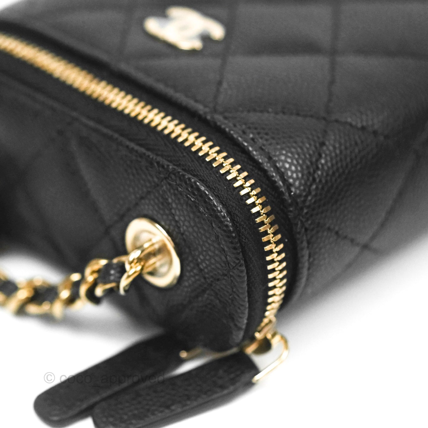Chanel Classic Mini Vanity With Chain Black Caviar Gold Hardware