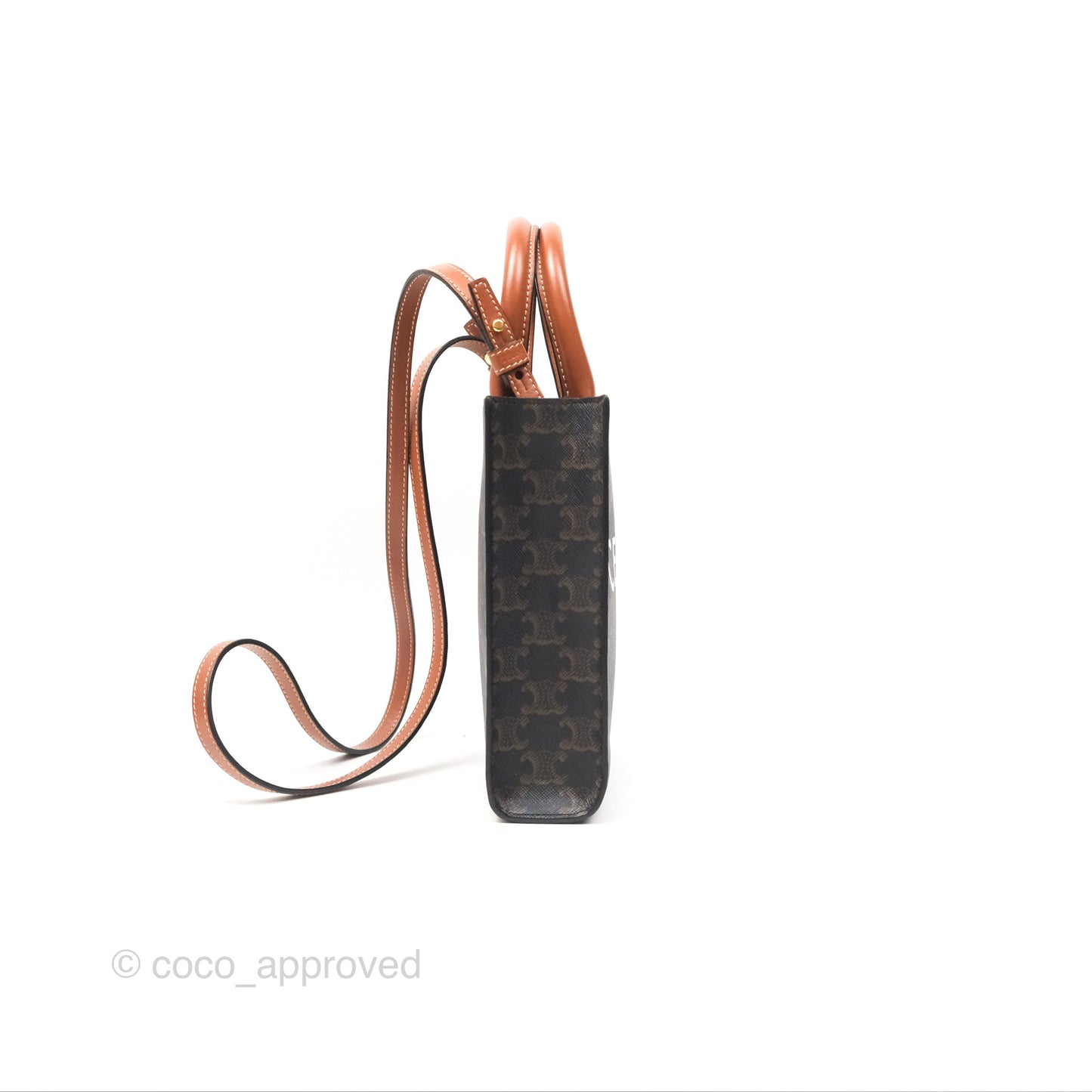 Celine Mini Vertical Cabas Bag Triomphe Canvas Tan