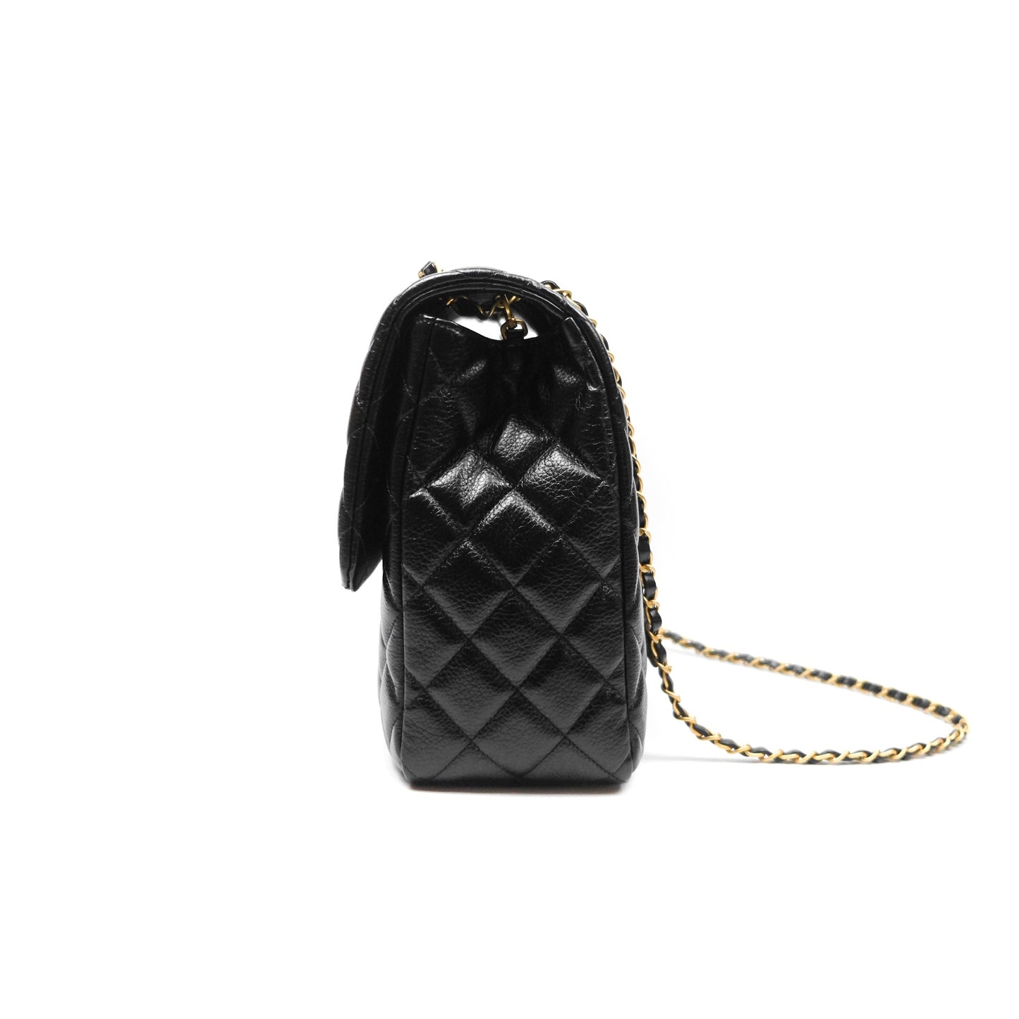 Chanel Quilted XXL Classic Flap Travel Bag Black Caviar Aged Gold Hardware 24C