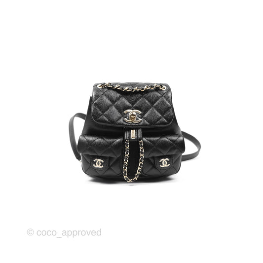 Chanel Duma Backpack Small Black Caviar Gold Hardware