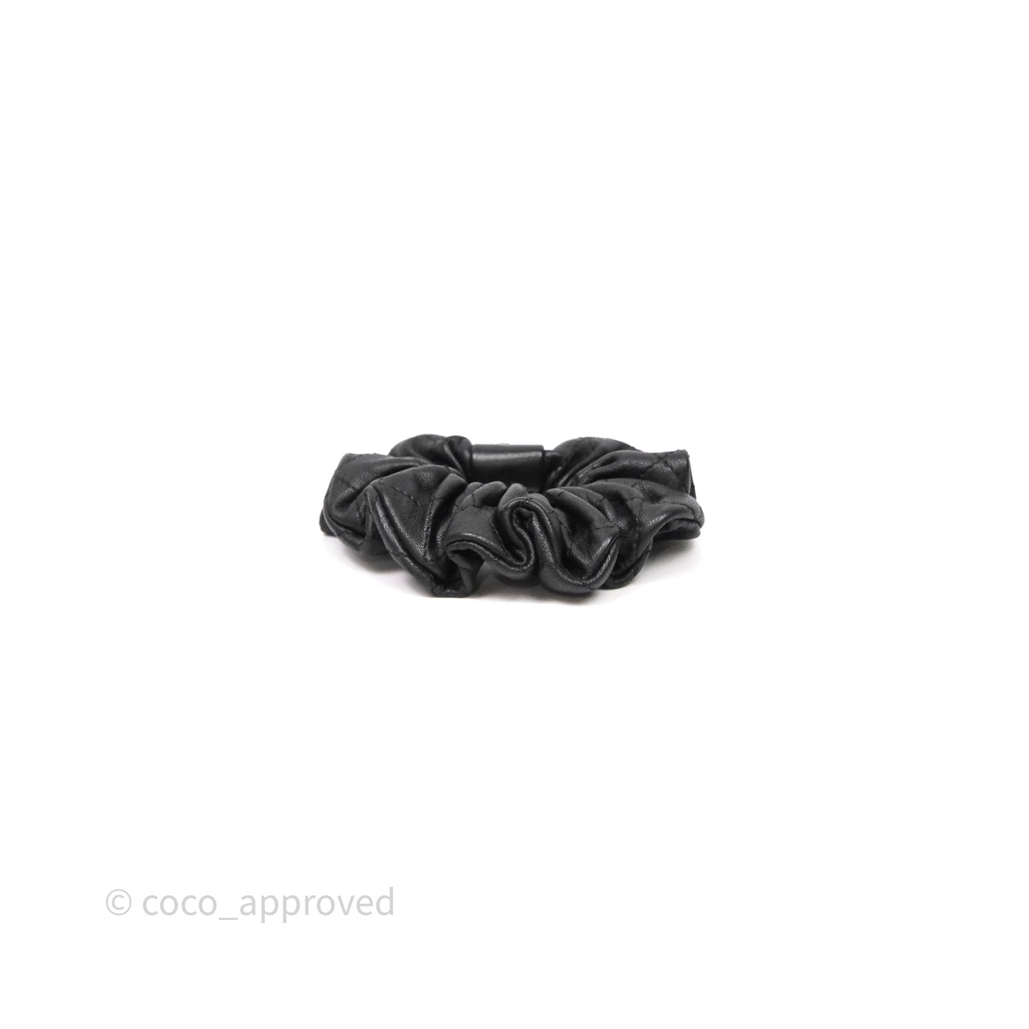 Chanel CC Black Leather Hair Accessory Gold Tone 21K