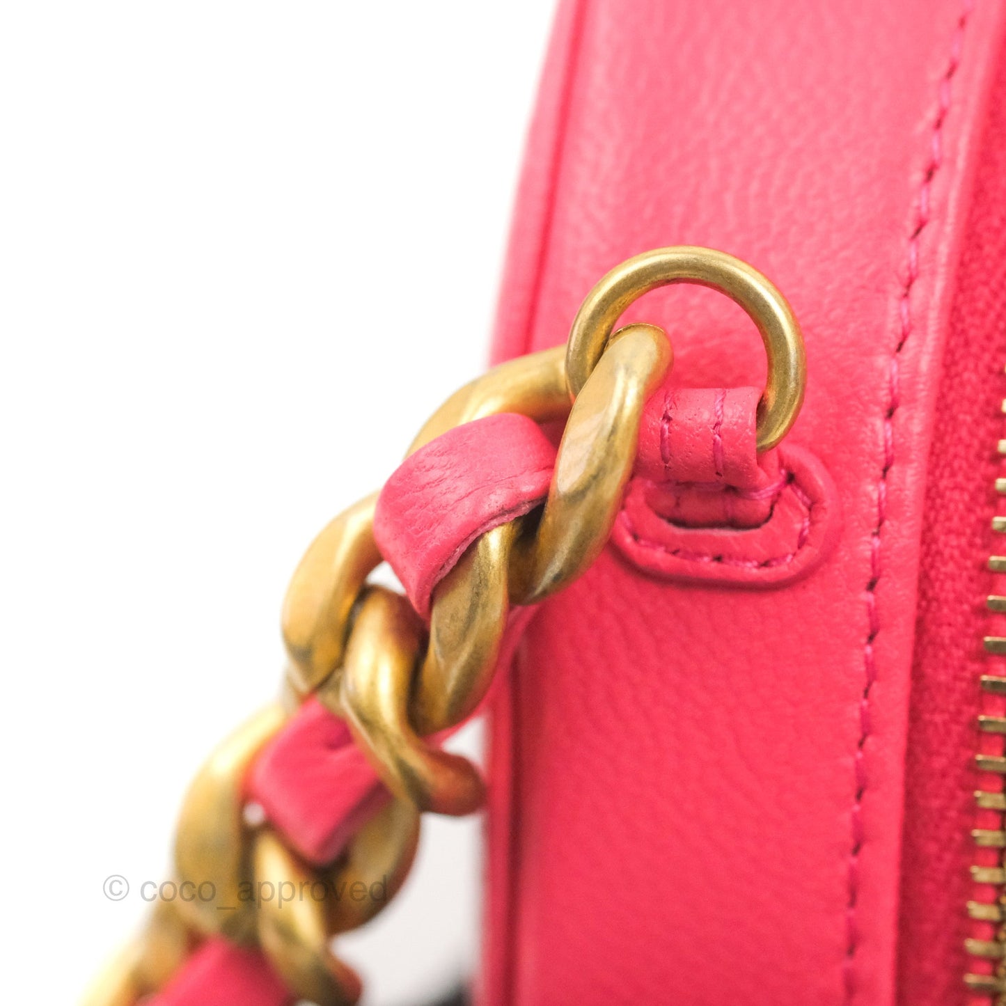 Chanel 19 Round Clutch With Chain Dark Pink Mixed Hardware
