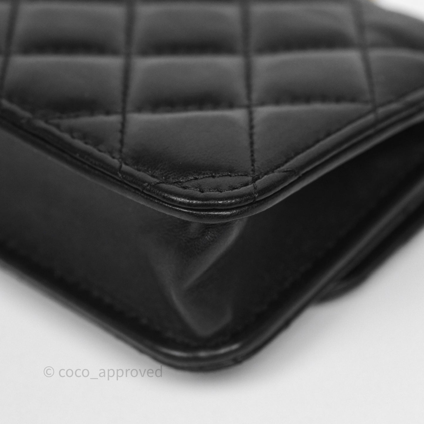 Chanel All Slide Adjustable Chain Phone Holder WOC Black Lambskin