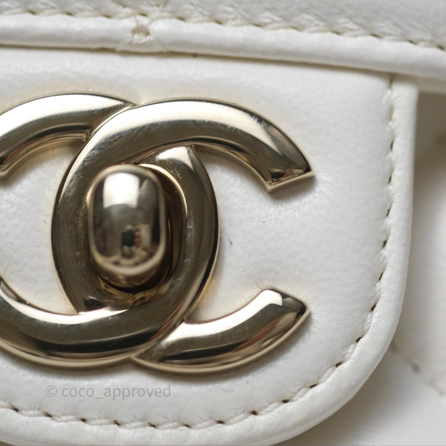 Chanel Crystals Top Handle Mini Rectangular Flap Bag White Lambskin Gold Hardware