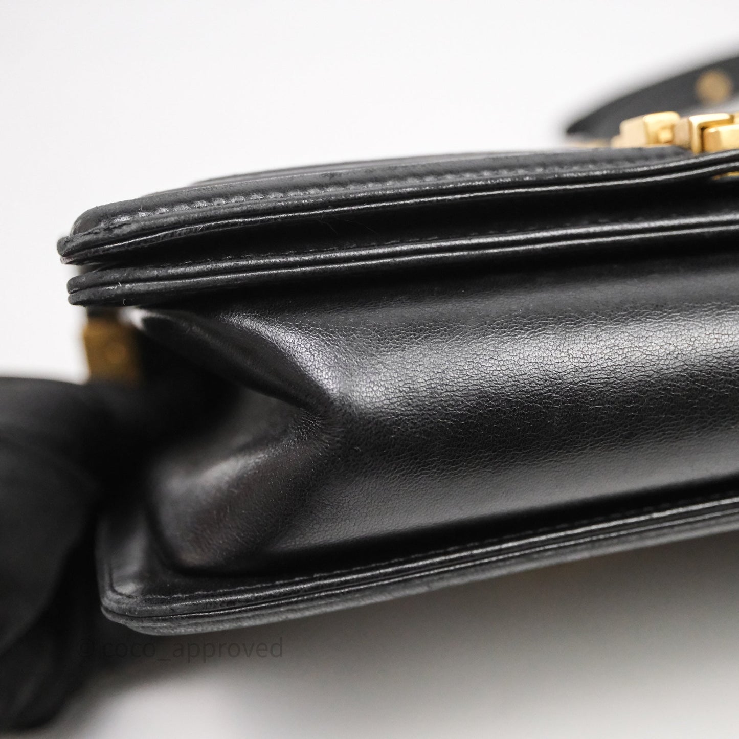 Chanel Medium Boy Quilted Black Lambskin Aged Gold Hardware