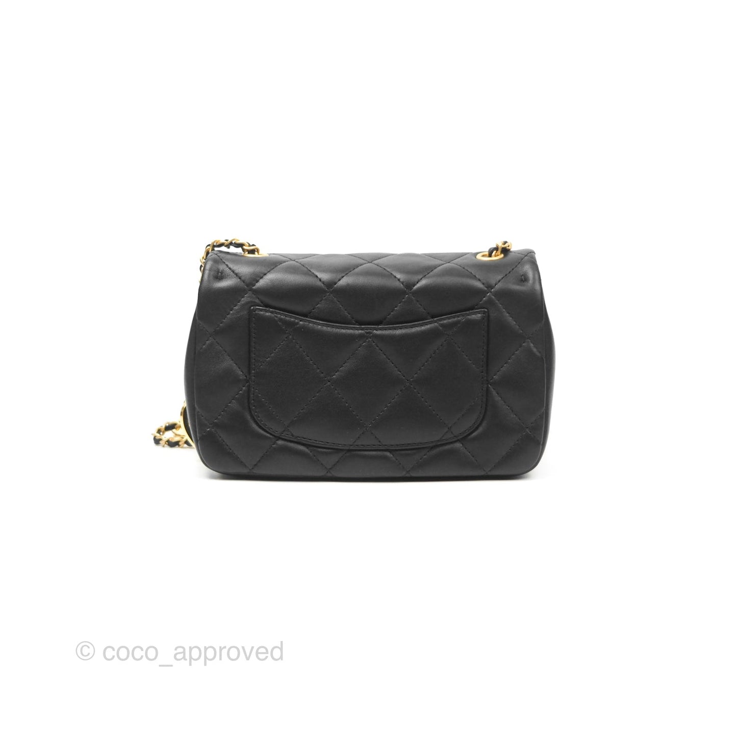 Chanel Mini Flap Bag With Heart CC Charm Black Lambskin Aged Gold Hardware
