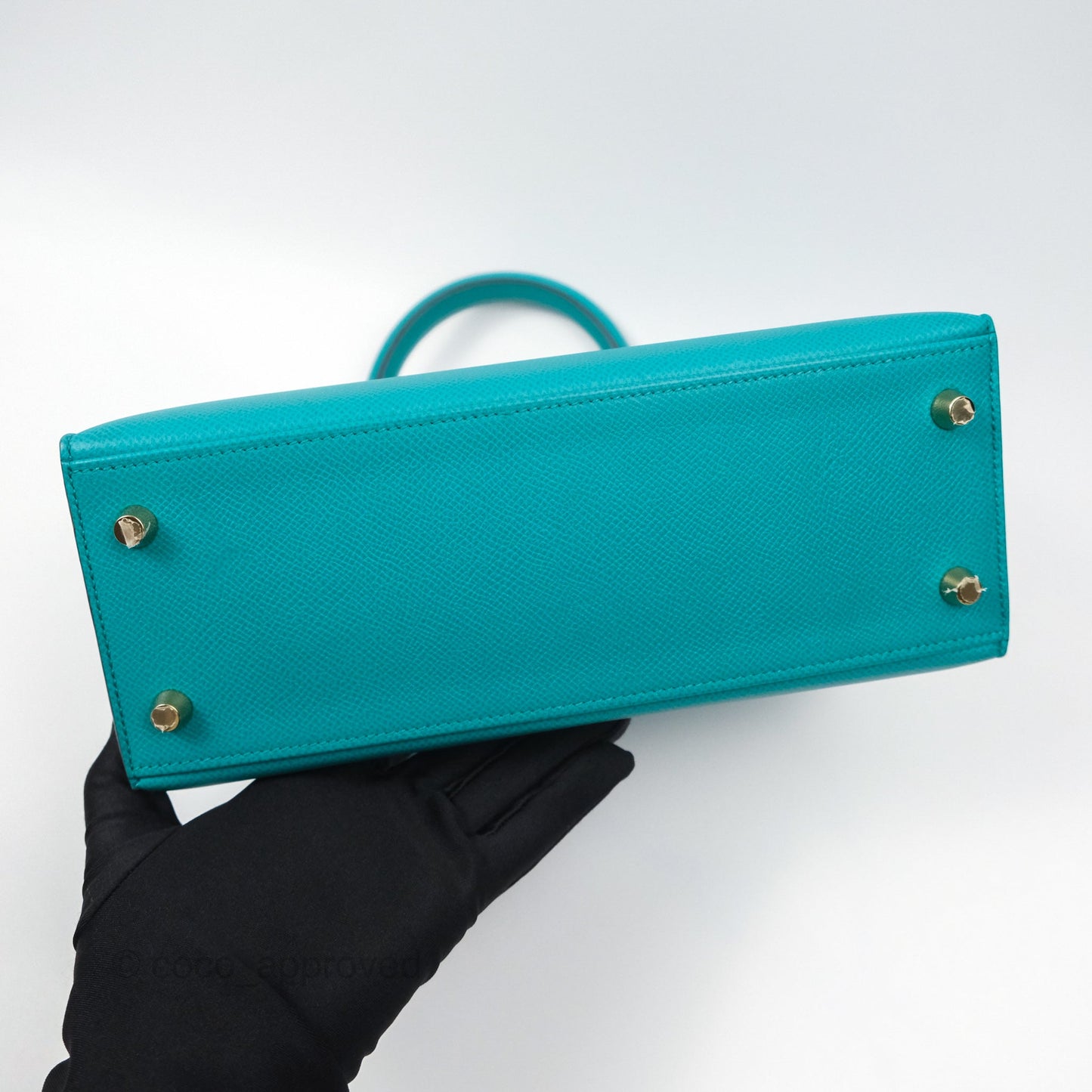 Hermès Sellier Kelly 25 Bleu Paon 7F Epsom Gold Hardware