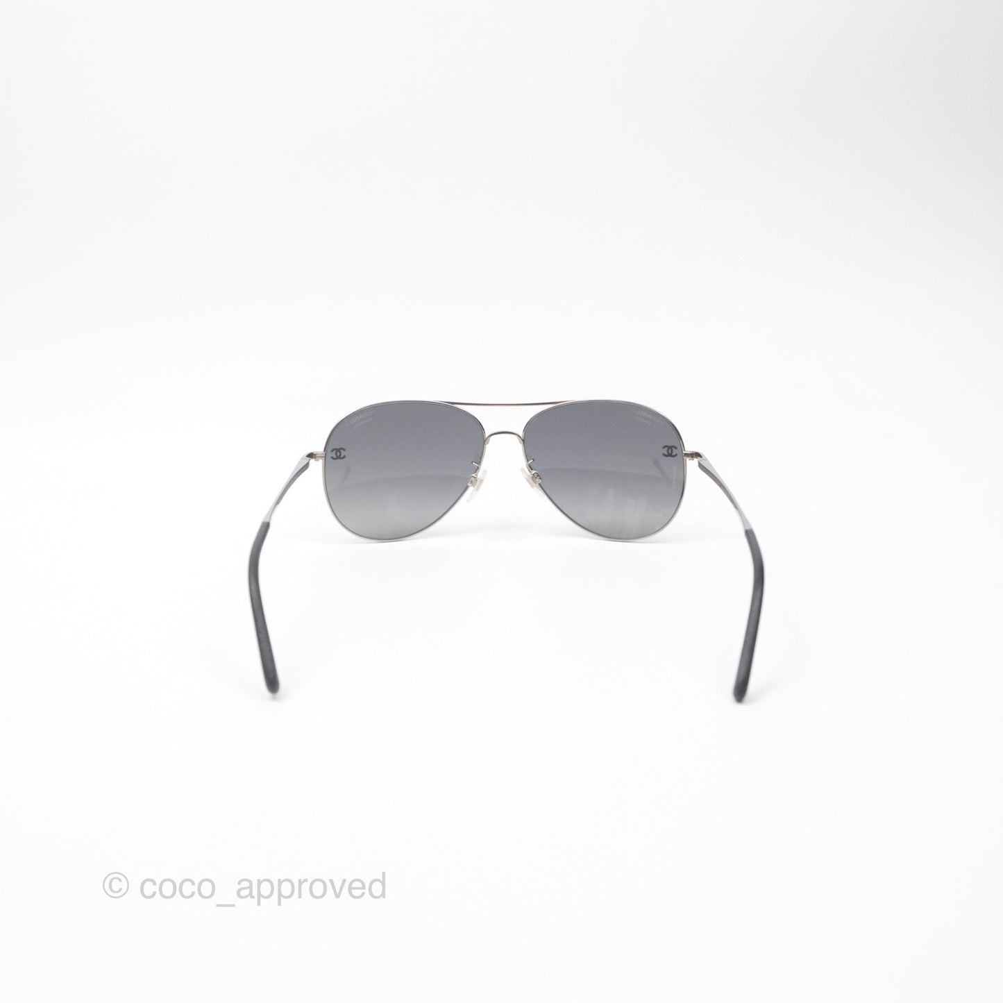 Chanel 4189 Pilot Sunglasses in Titanium and Calfskin Grey Lense