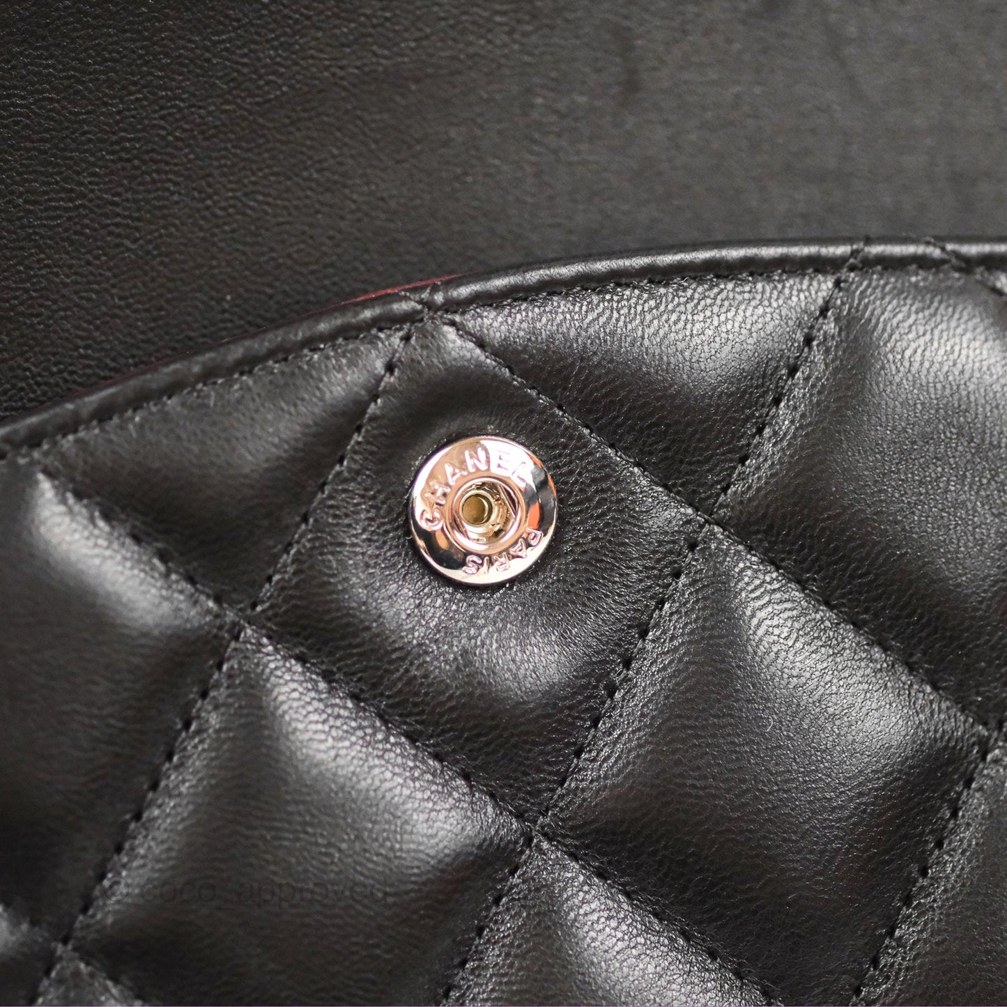 Chanel Quilted Maxi Double Flap Black Lambskin Silver Hardware