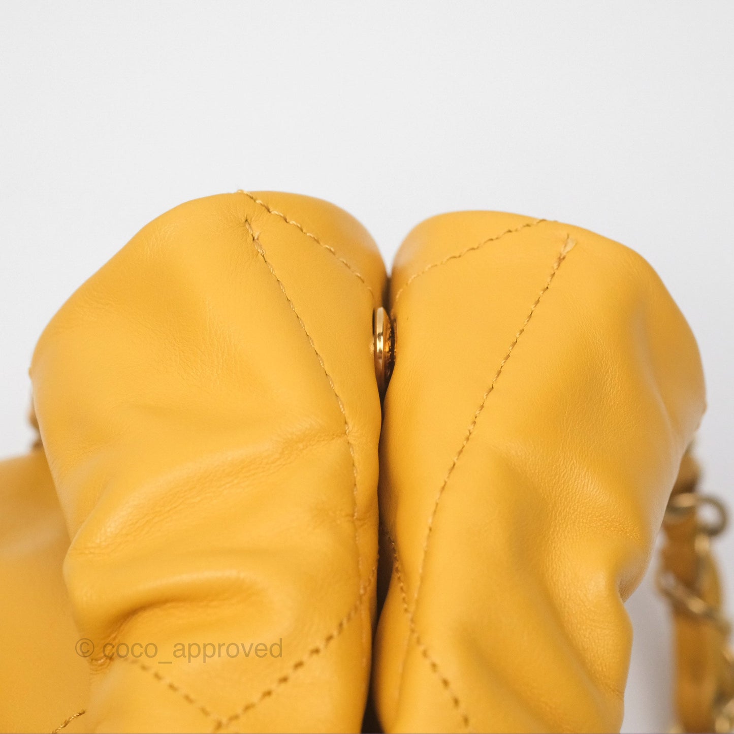 Chanel 22 Small Mustard Yellow Shiny Aged Calfskin Aged Gold Hardware