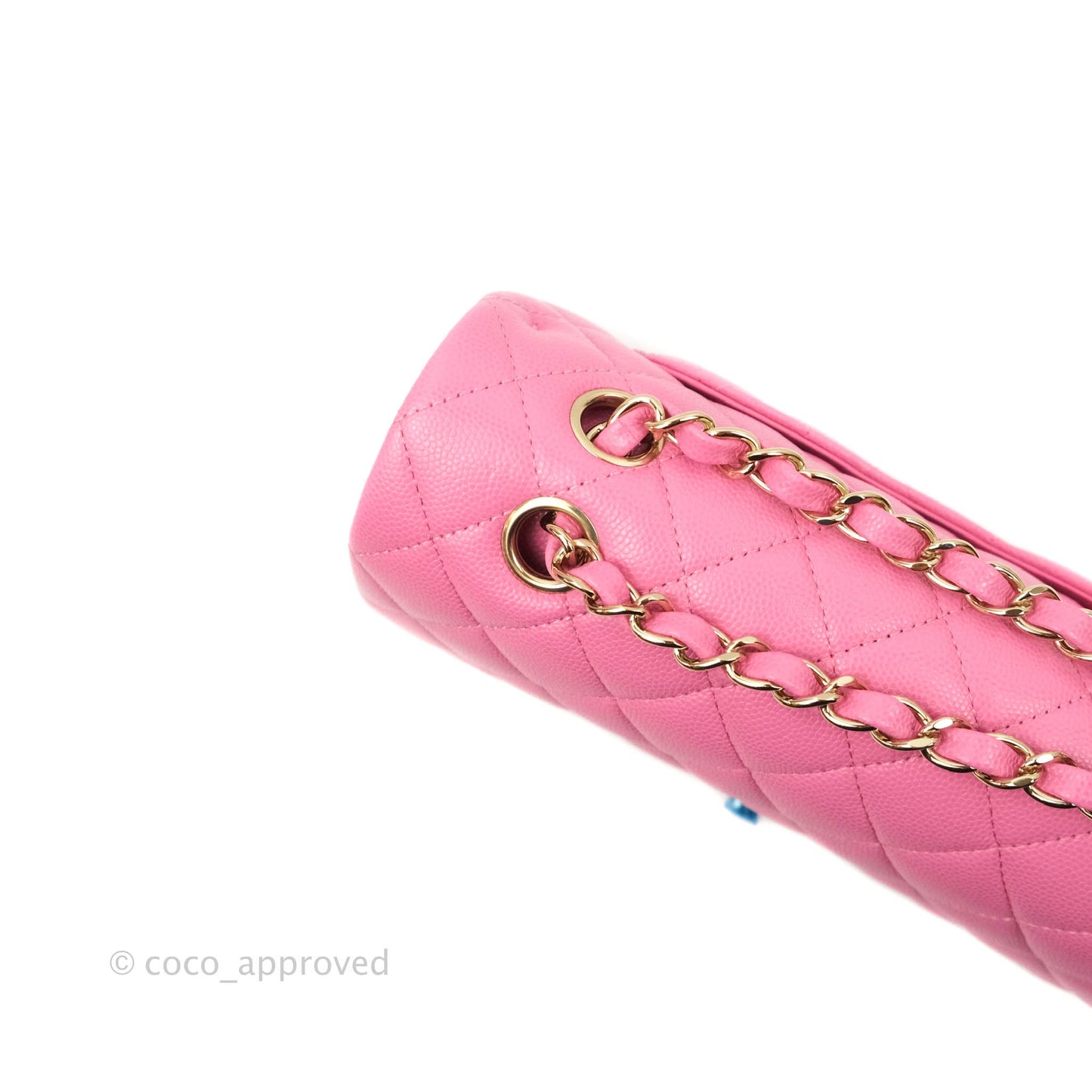 Chanel Classic Quilted S/M Small Double Flap Pink Caviar Gold Hardware 21P