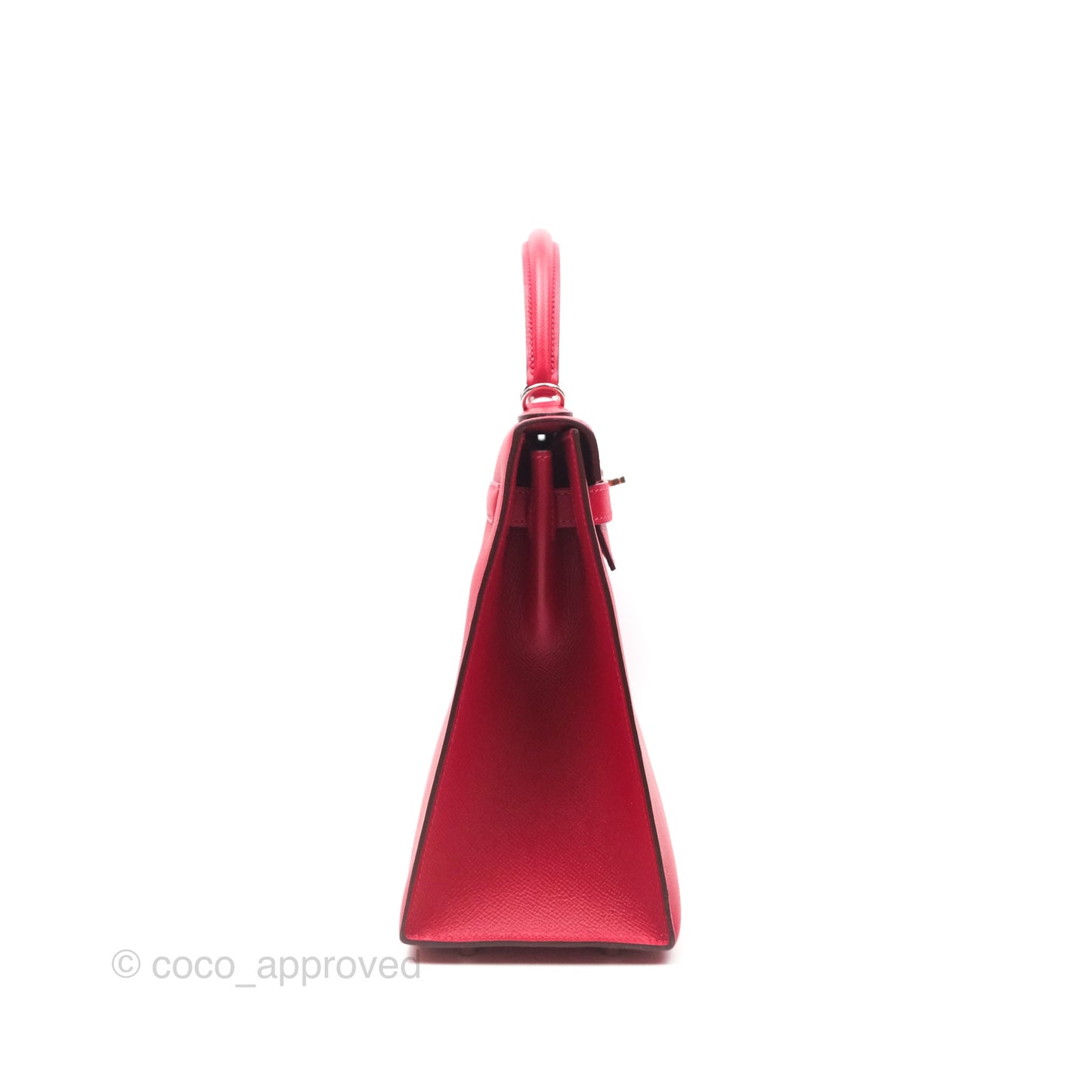 Hermès Kelly 32 Sellier Rouge Casaque Q5 Epsom Palladium Hardware