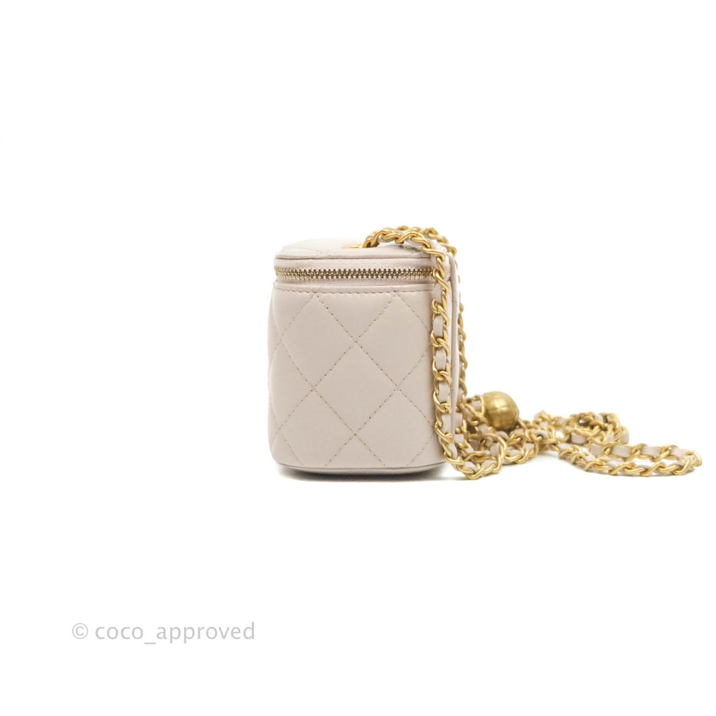 Chanel Classic Mini Pearl Crush Vanity With Chain Lilac Pink Lambskin Aged Gold Hardware
