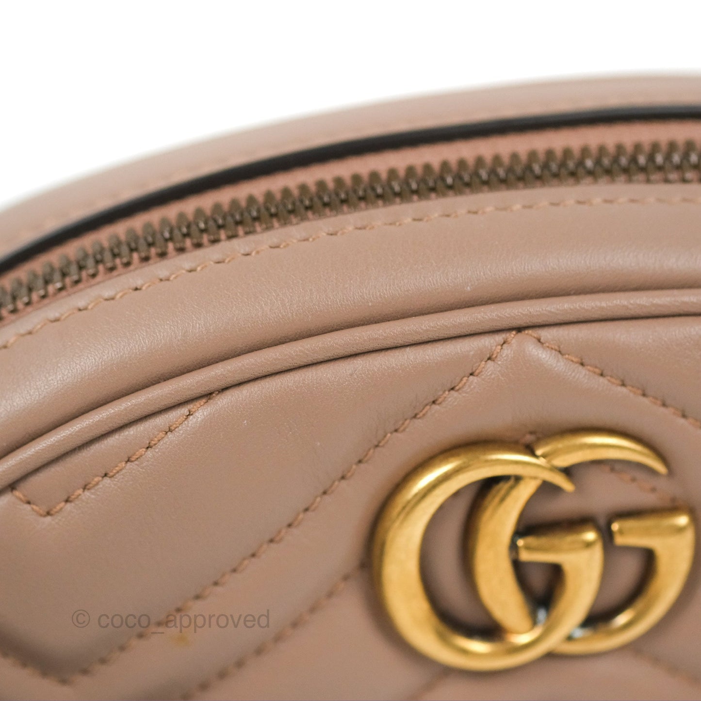 Gucci GG Marmont Matelassé Oval Belt Bag Dusty Pink