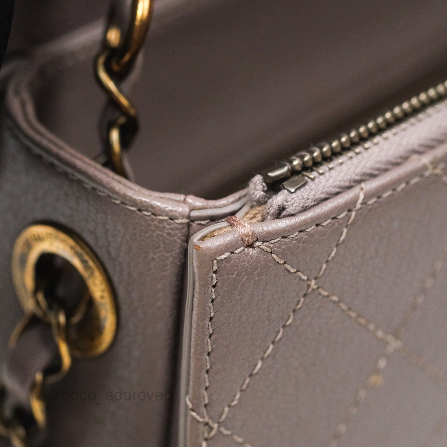 Chanel Coco Curve Flap Burnished Lilac Grey Calfskin Goatskin Antique Gold Hardware