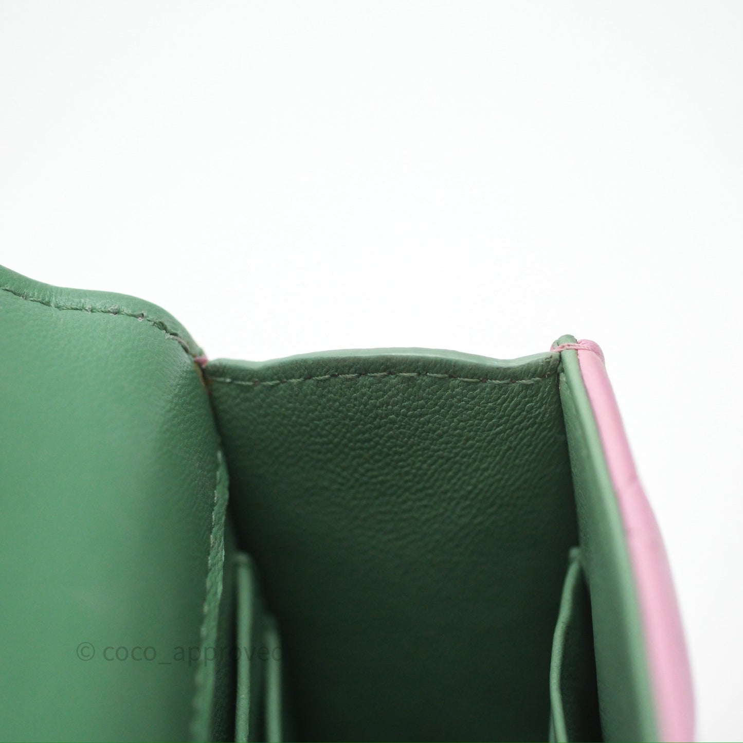Chanel Mini Handle Clutch With Chain Pink/ Mint Lambskin Gold Hardware 23P