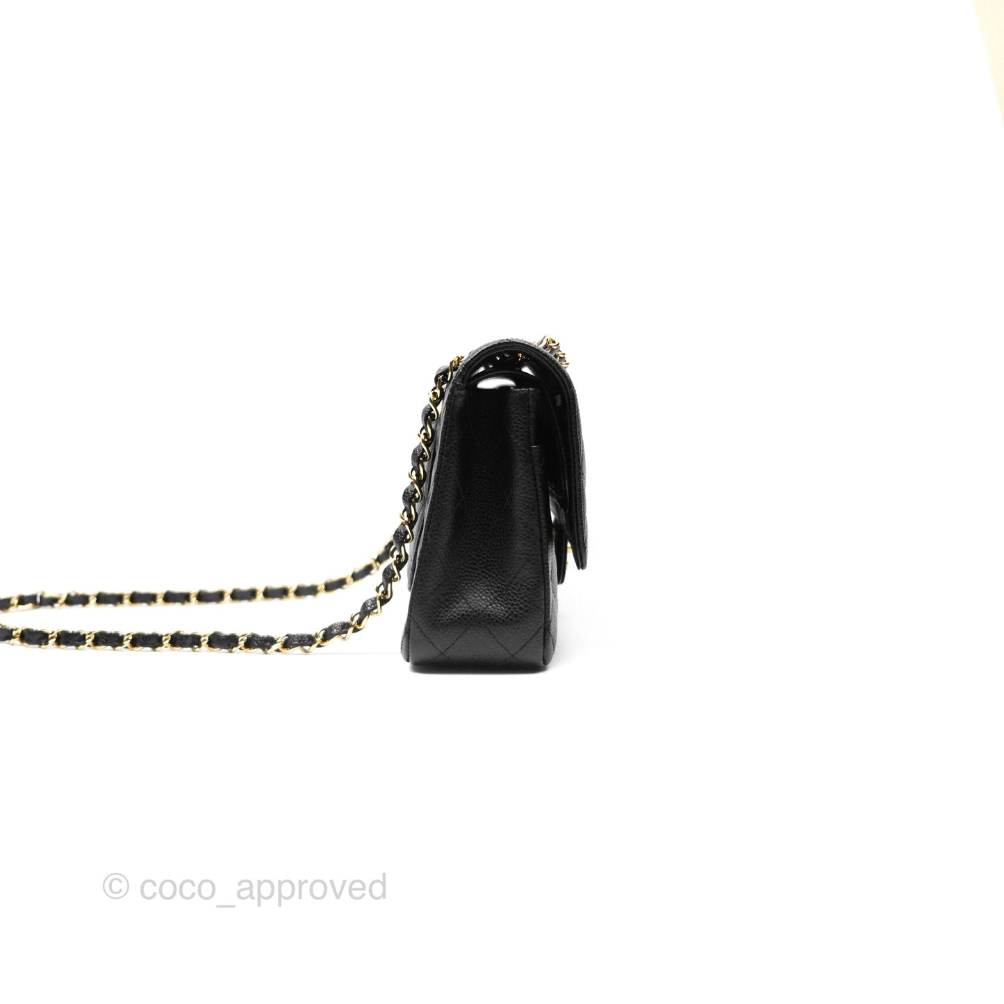 Chanel M/L Medium Classic Flap Quilted Black Caviar 24K Gold Hardware