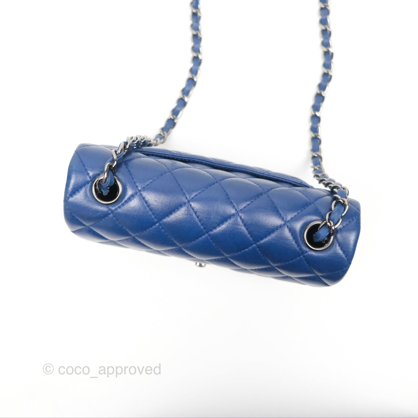 Chanel Mini Rectangular Flap Quilted Navy Lambskin Silver Hardware