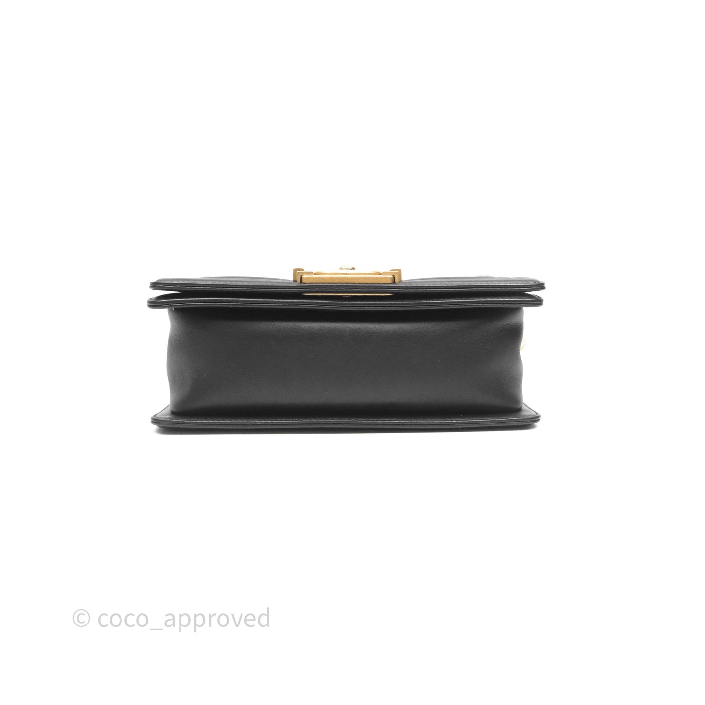 Chanel Small Boy Quilted Black Calfskin Aged Gold Hardware