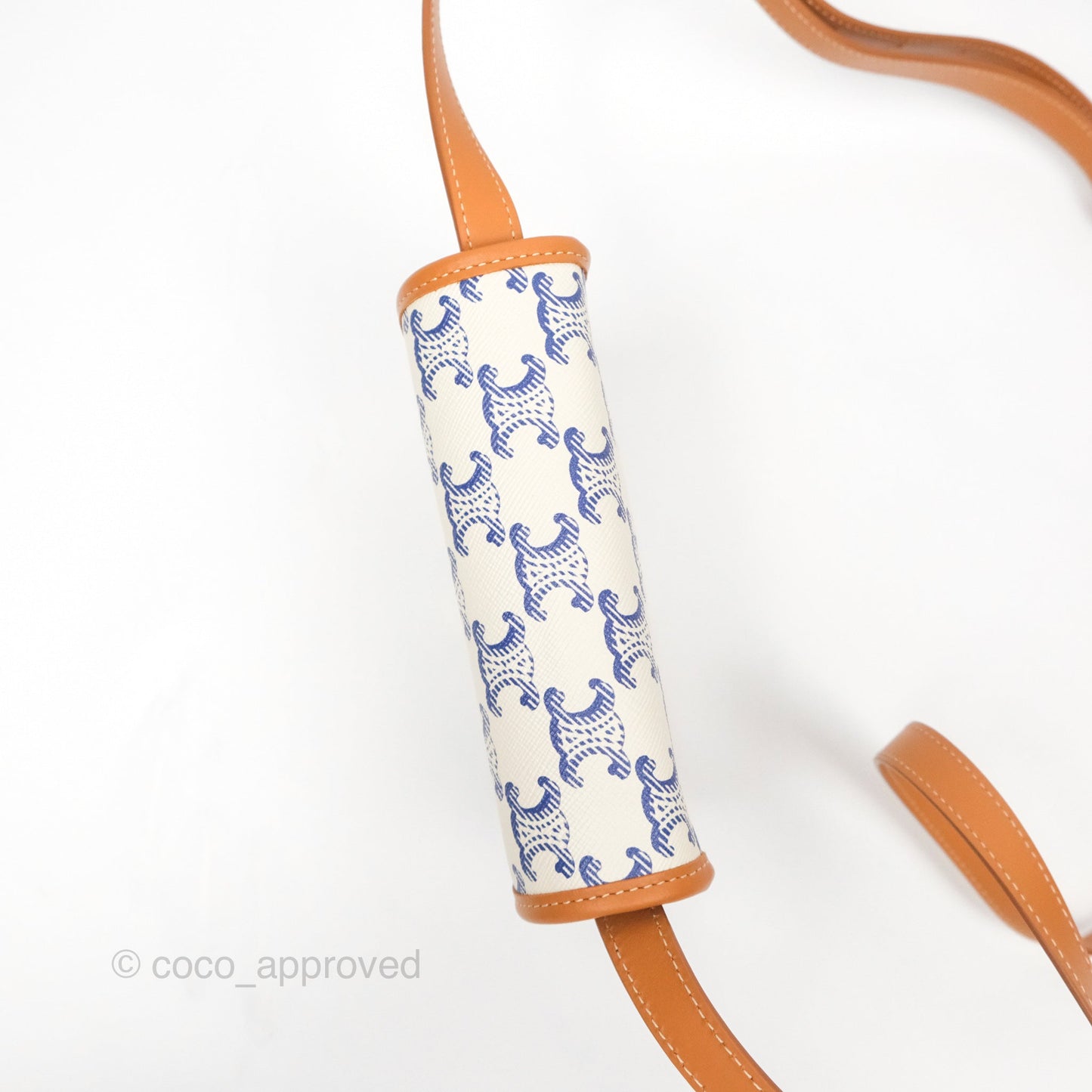 Celine Mini Besace Triomphe Embroidery Calfskin White/ Blue