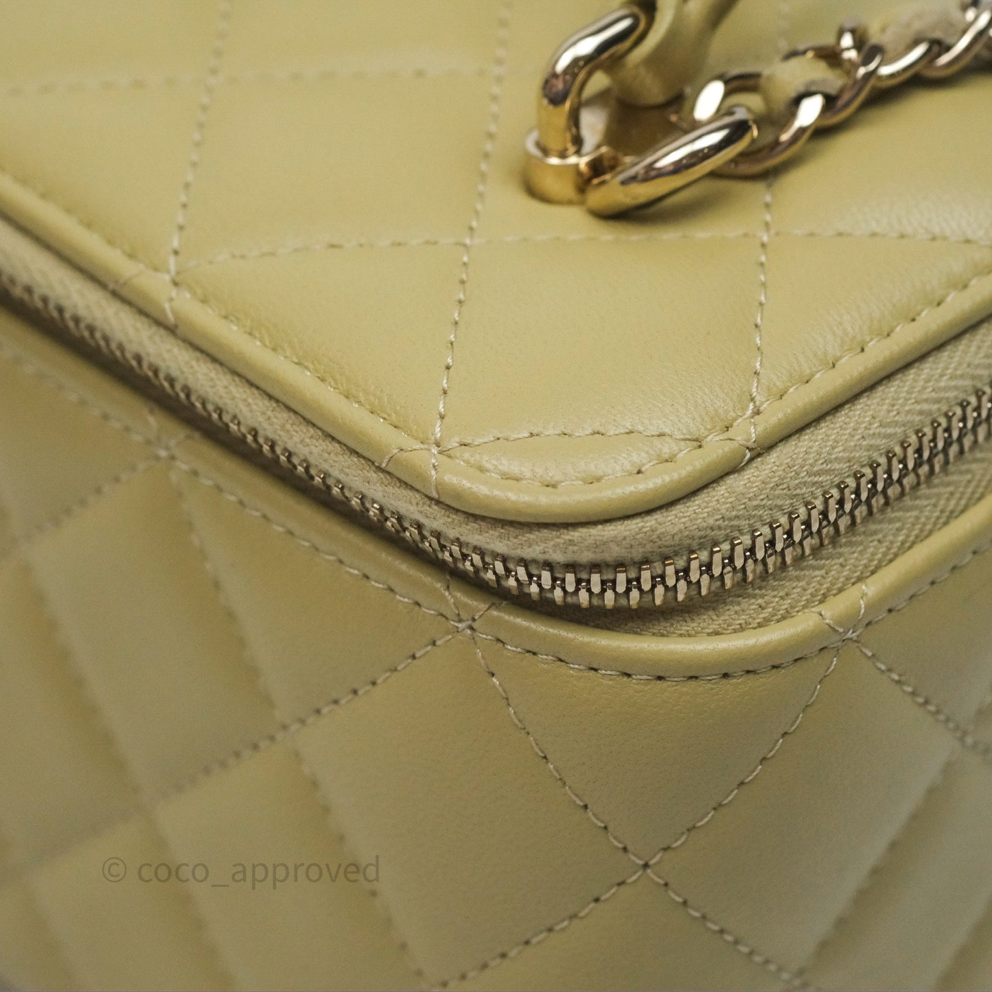 Chanel Top Handle Vanity with Chain Olive Green Lambskin Aged Gold Hardware
